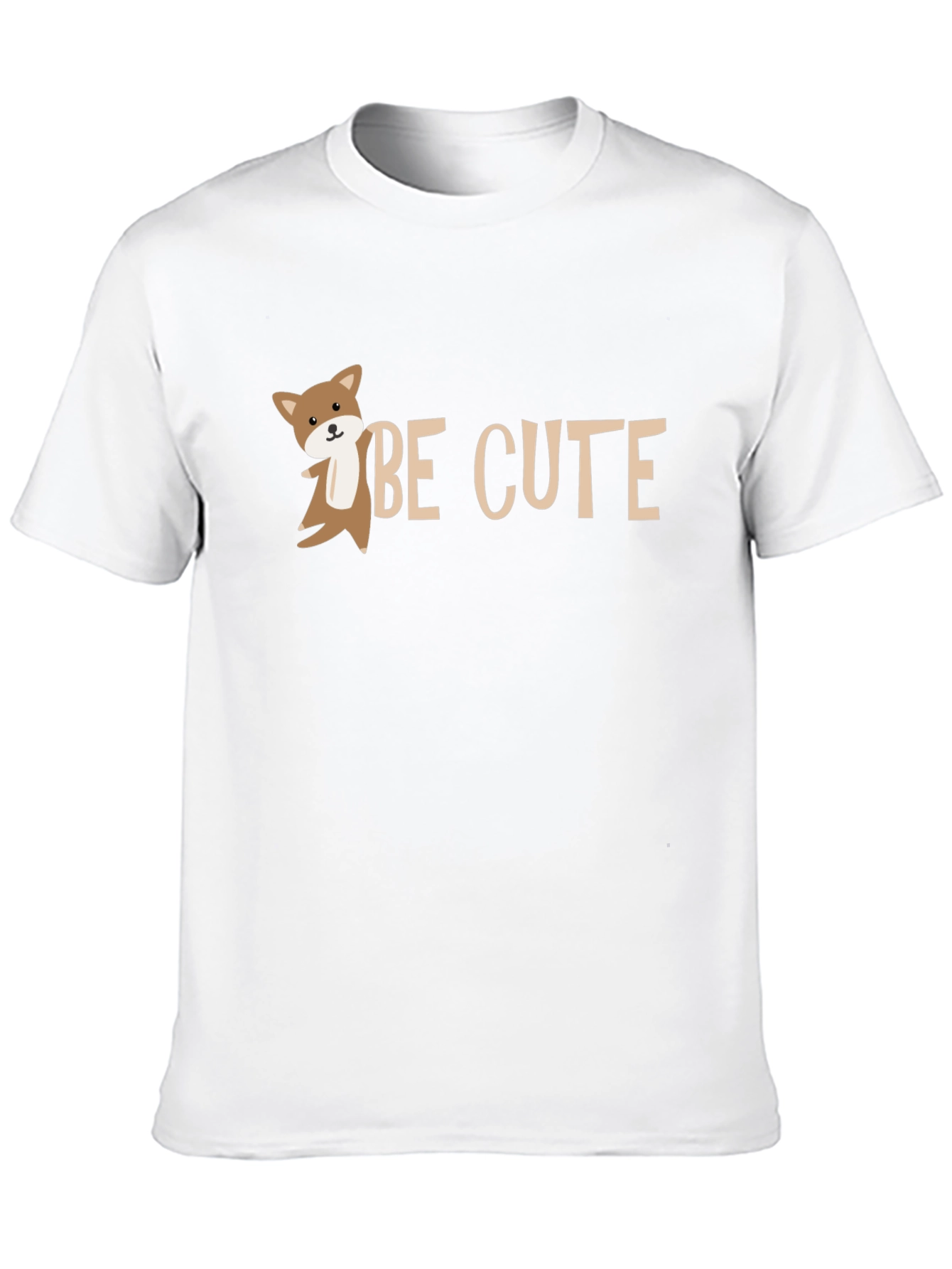 Be Cute Black T-Shirt with Cartoon Fox Design