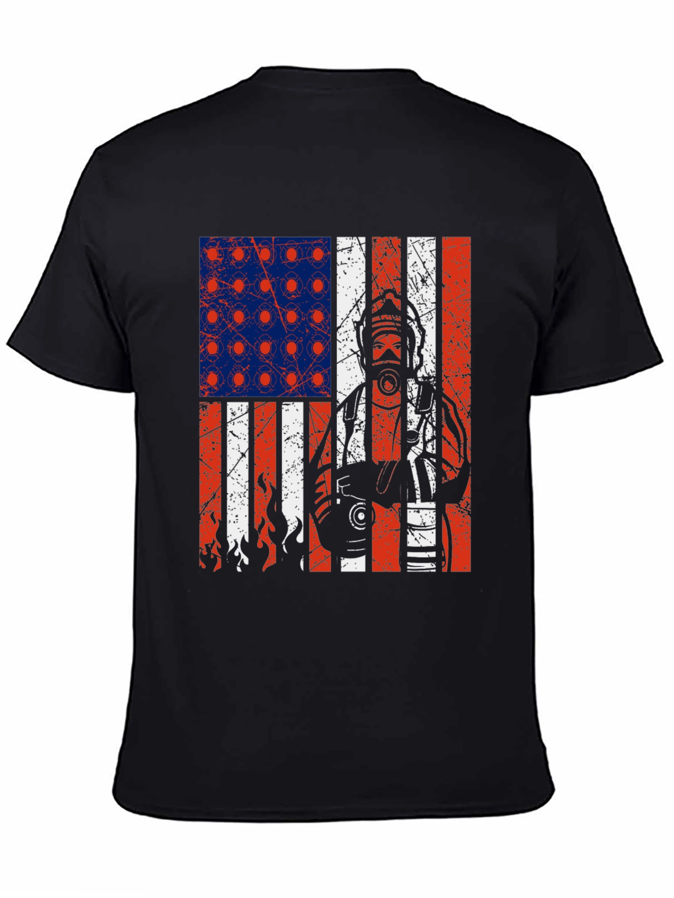 Firefighter American Flag Graphic T-Shirt