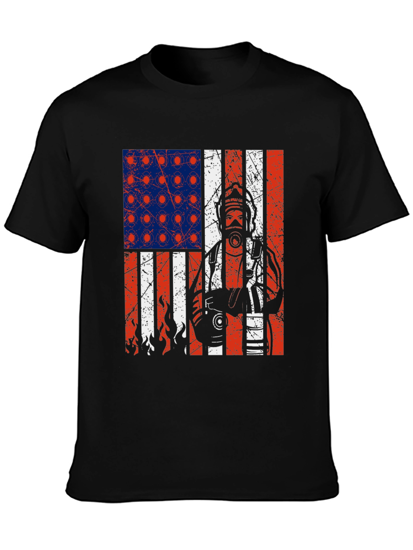Firefighter American Flag Graphic T-Shirt