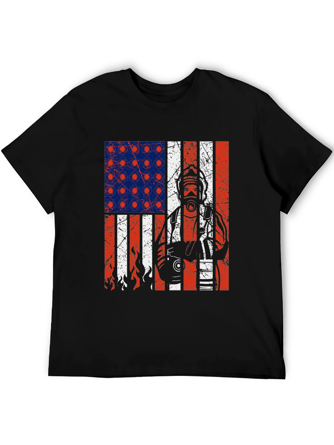 Firefighter American Flag Graphic T-Shirt