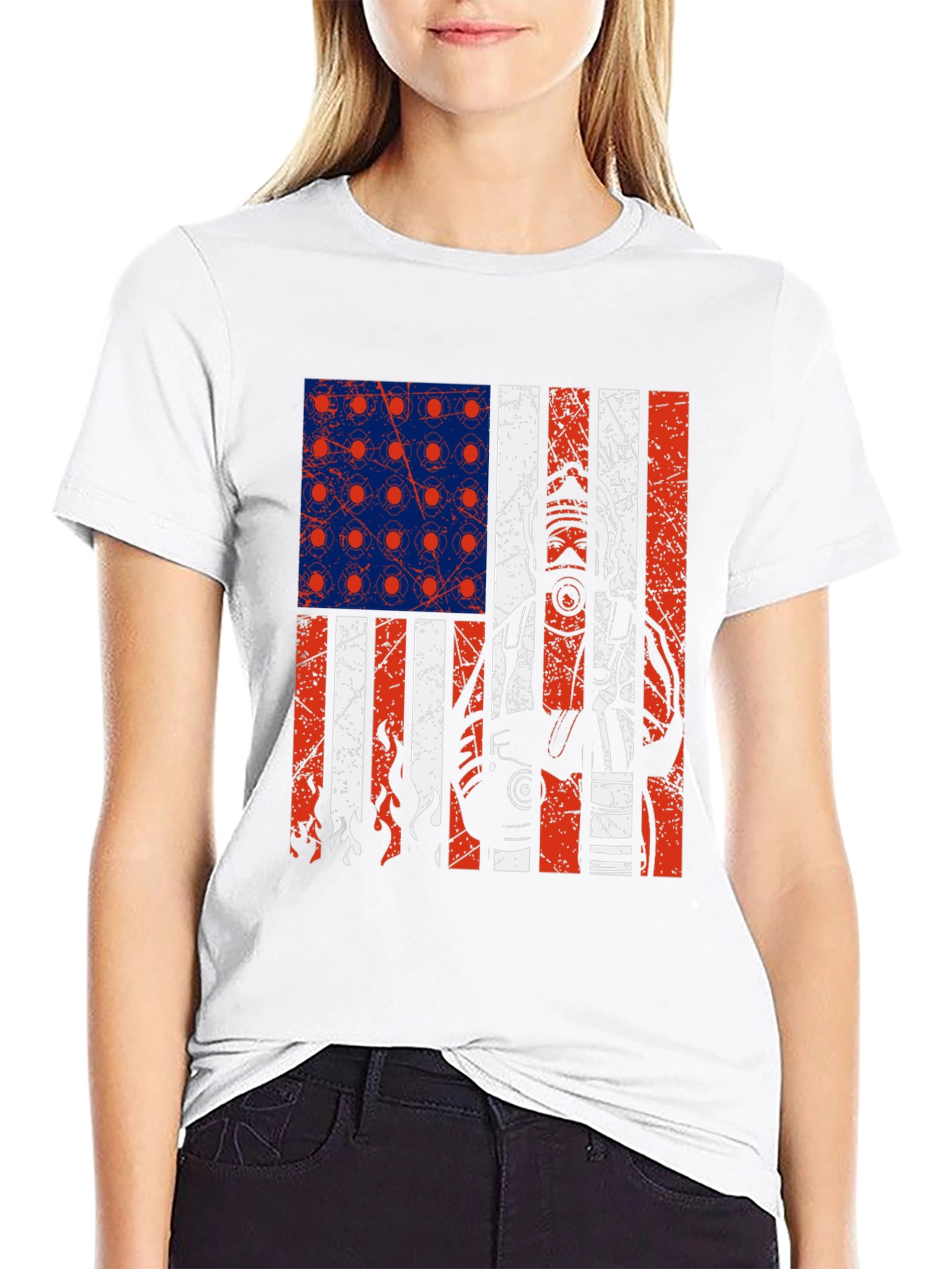 Firefighter American Flag Graphic T-Shirt