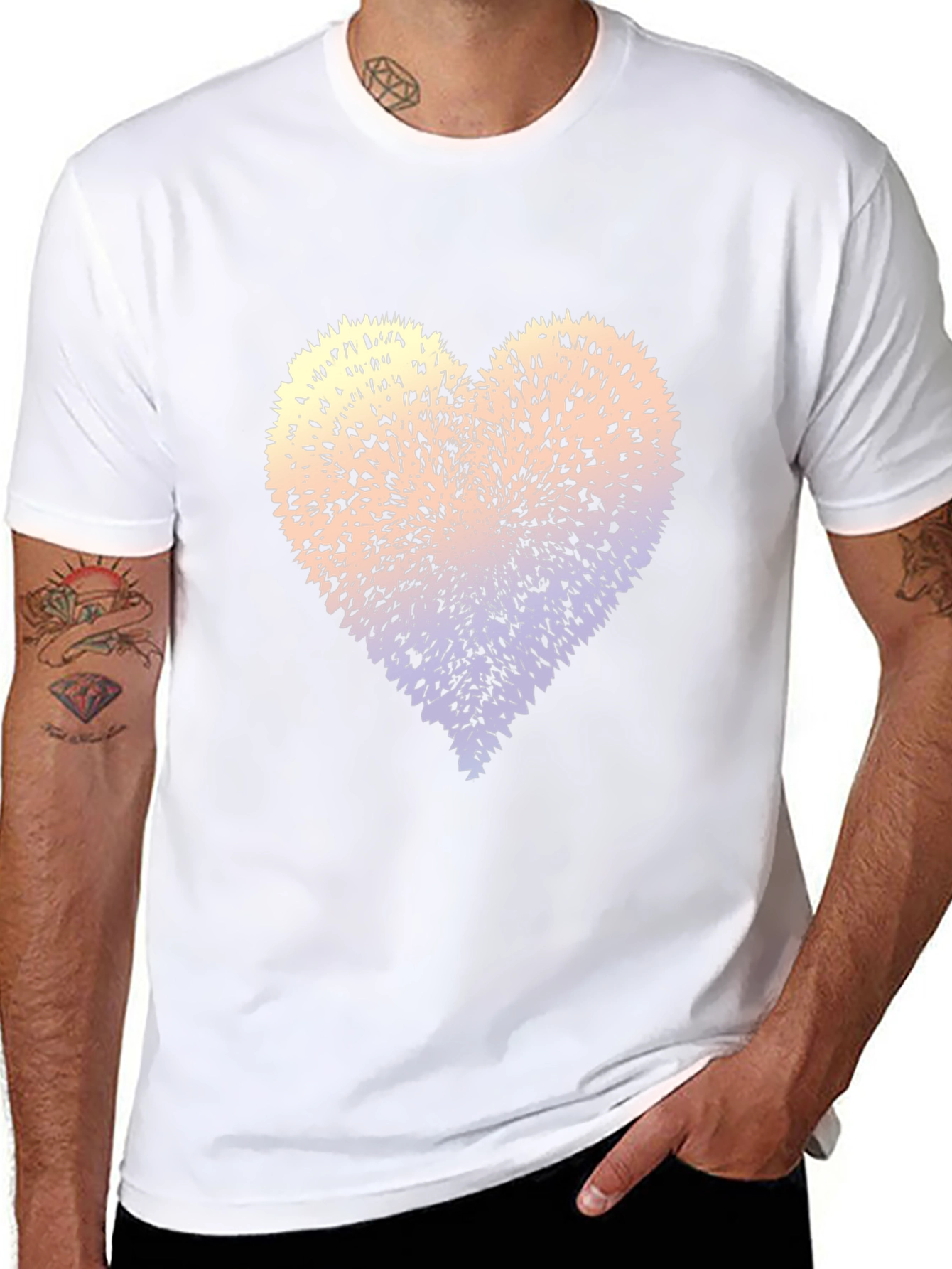 Abstract Heart Graphic Tee - Stylish Mens Black T-Shirt