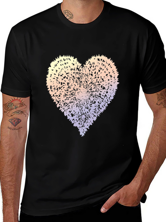 Abstract Heart Graphic Tee - Stylish Mens Black T-Shirt