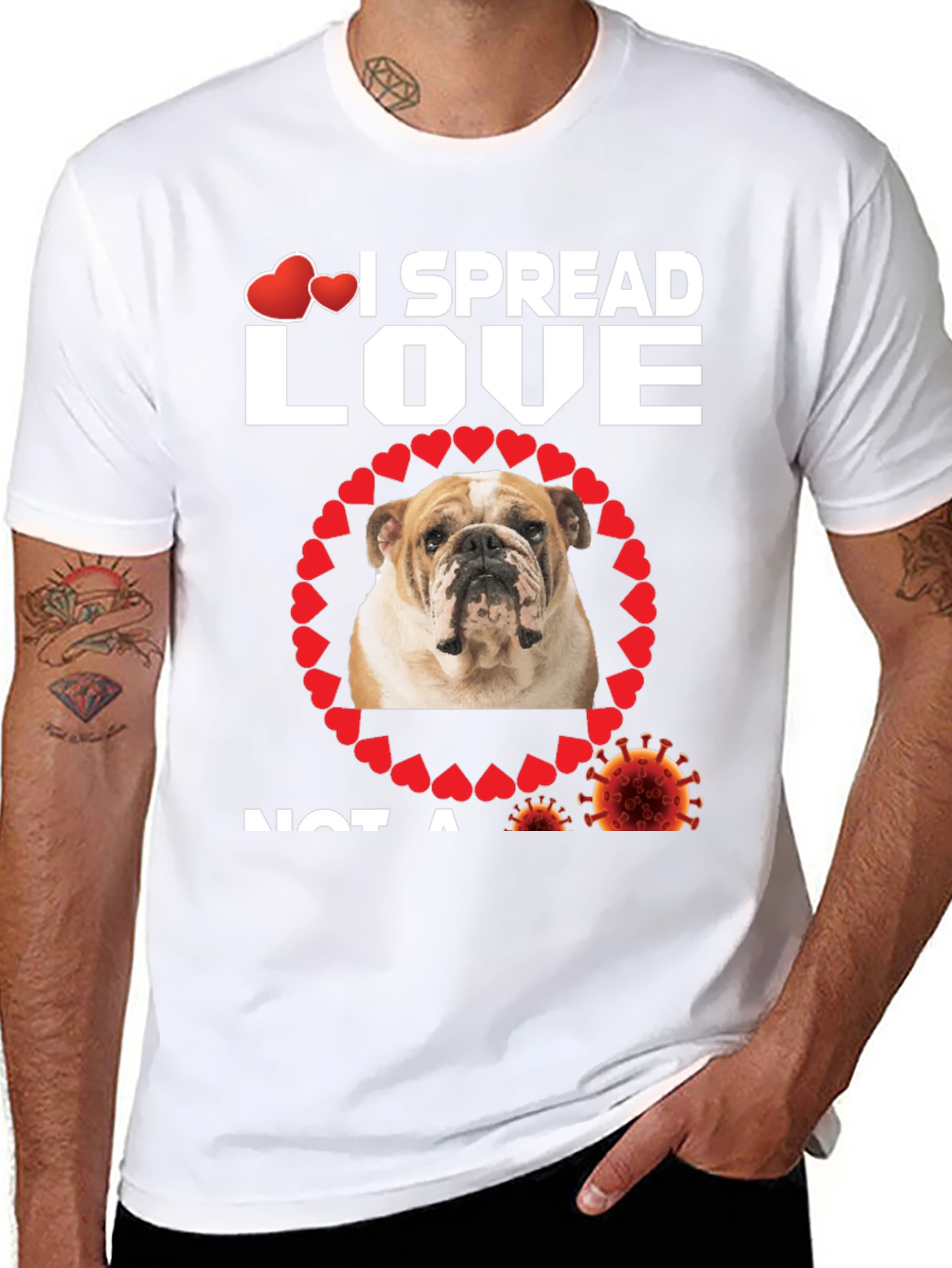 I Spread Love Bulldog Graphic T-Shirt