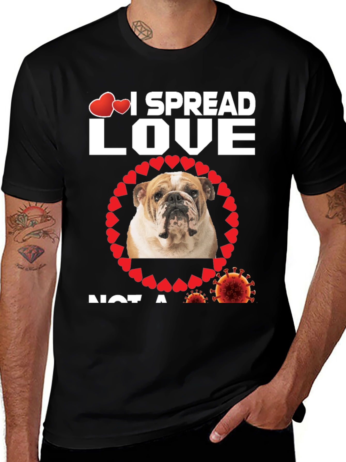 I Spread Love Bulldog Graphic T-Shirt