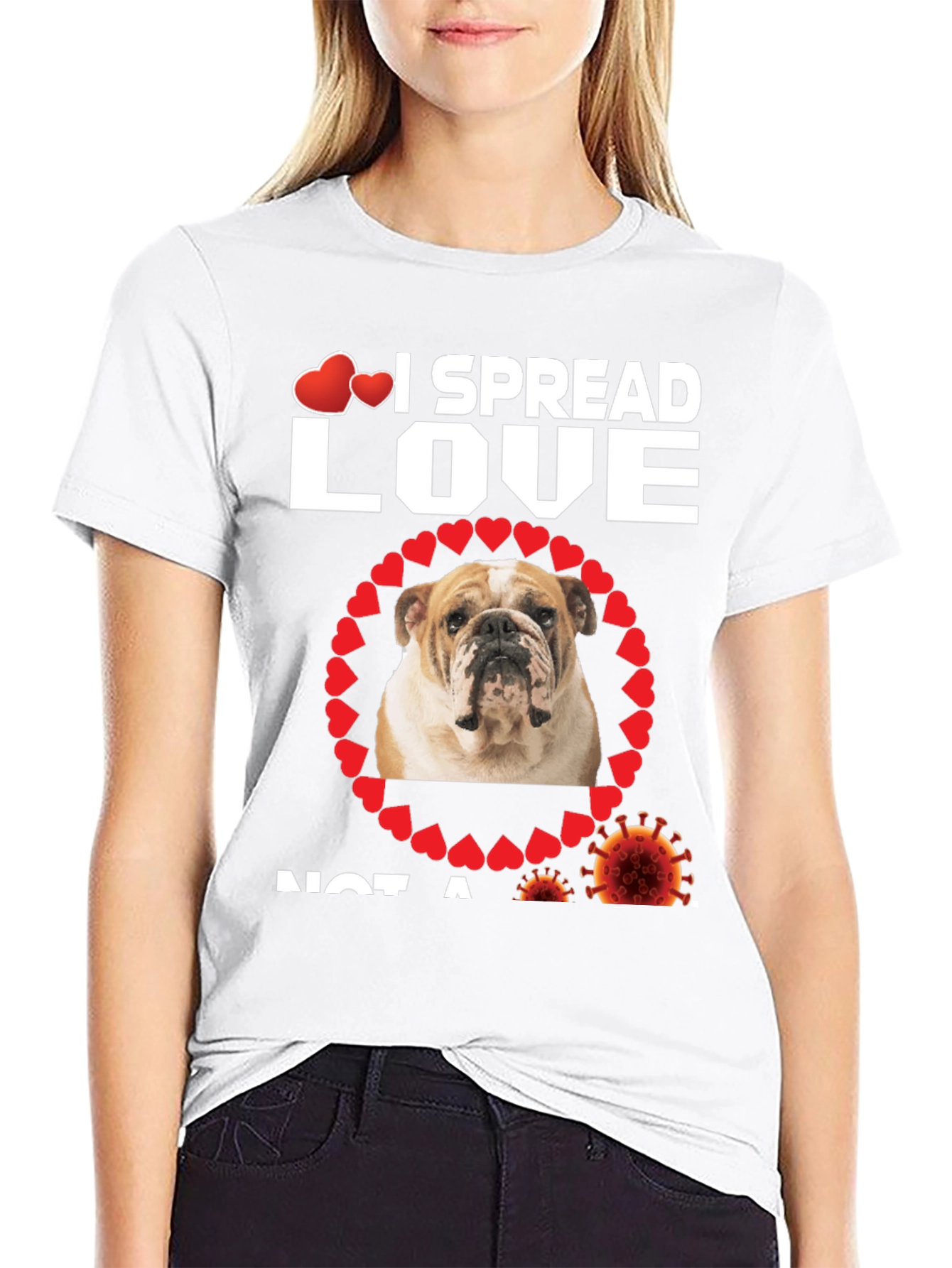I Spread Love Bulldog Graphic T-Shirt