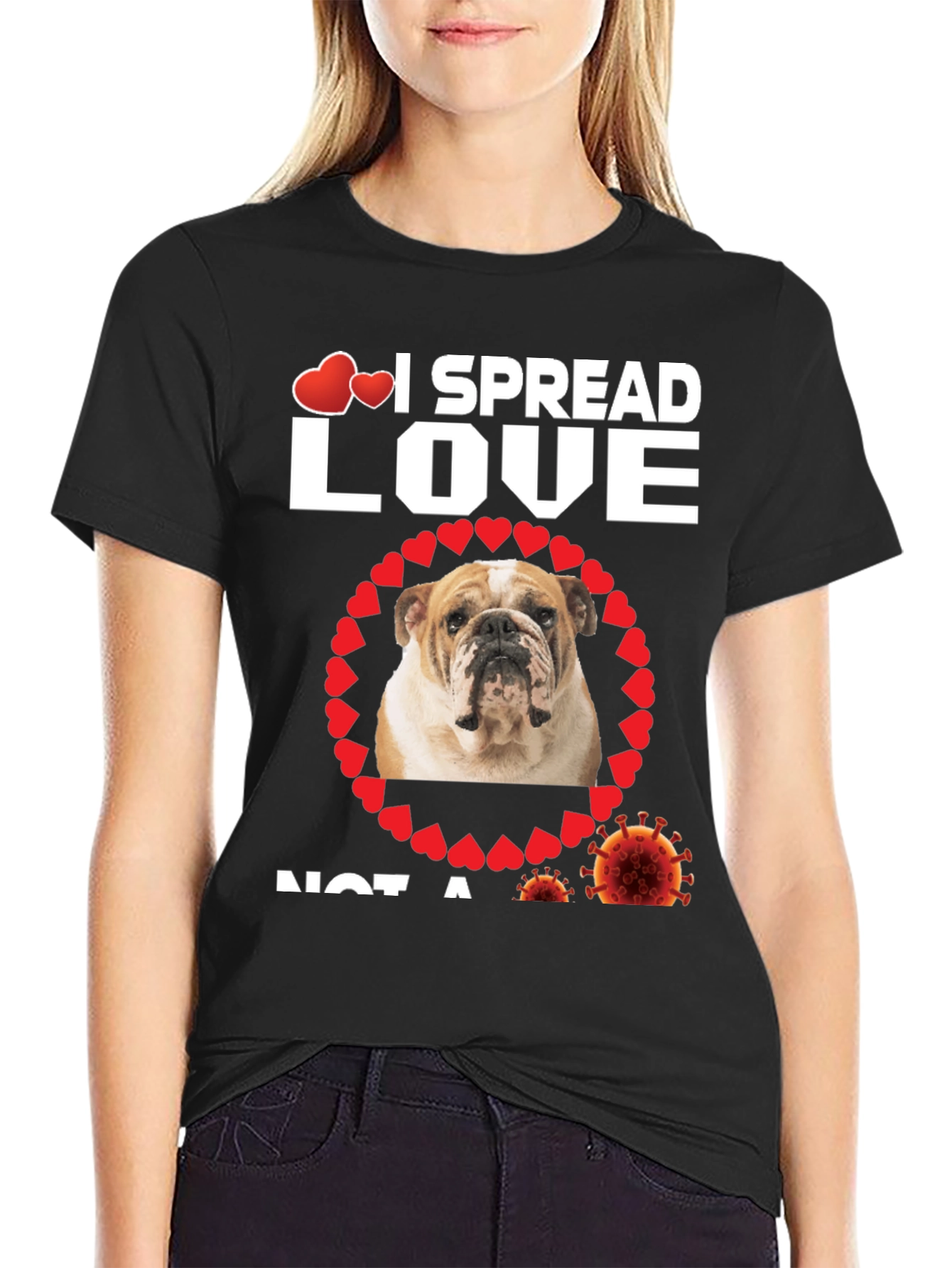 I Spread Love Bulldog Graphic T-Shirt