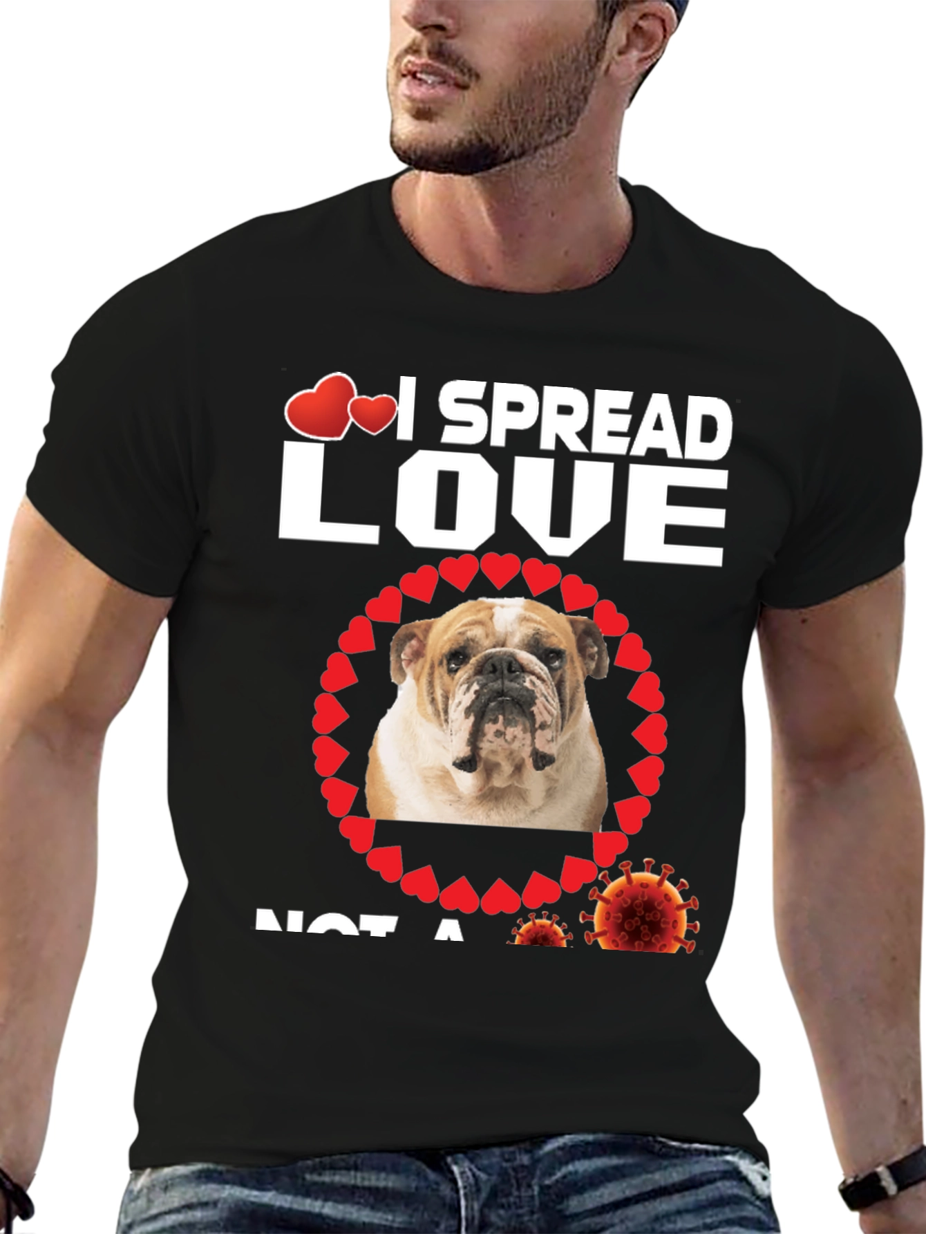 I Spread Love Bulldog Graphic T-Shirt