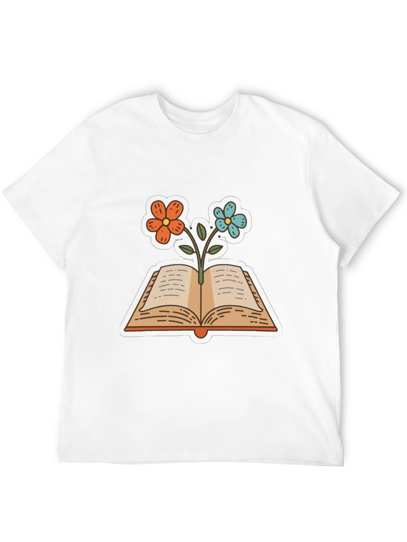 Book & Flower Graphic Tee - Unisex Casual Top