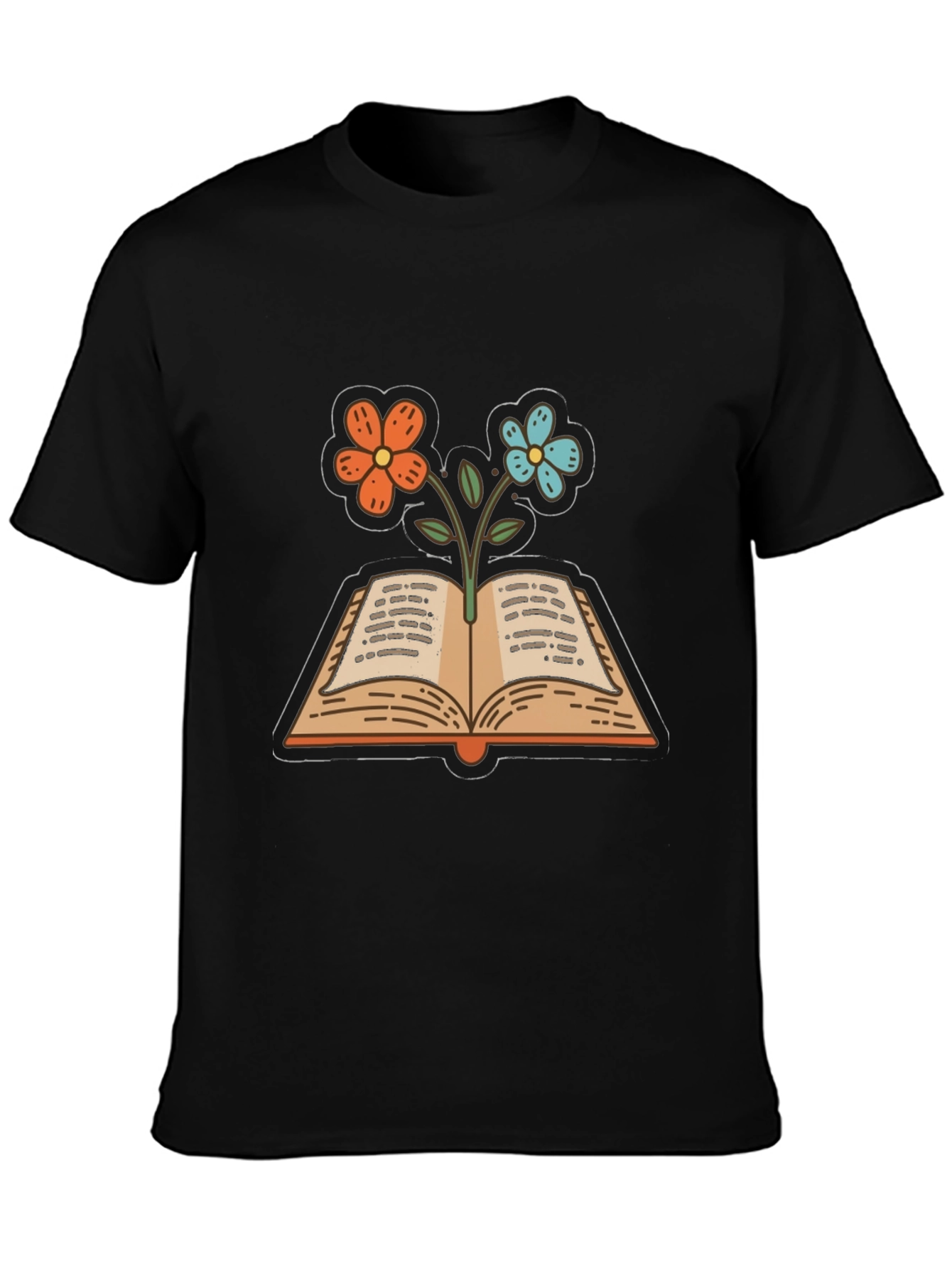 Book & Flower Graphic Tee - Unisex Casual Top