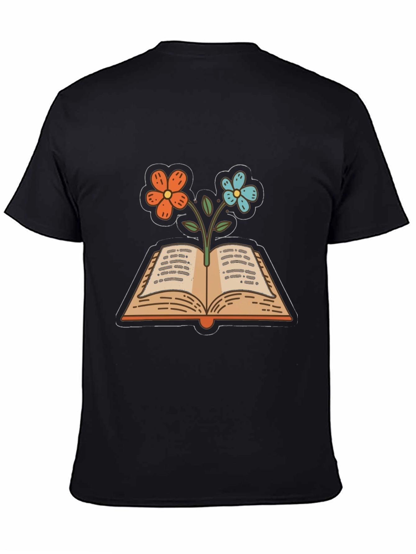 Book & Flower Graphic Tee - Unisex Casual Top