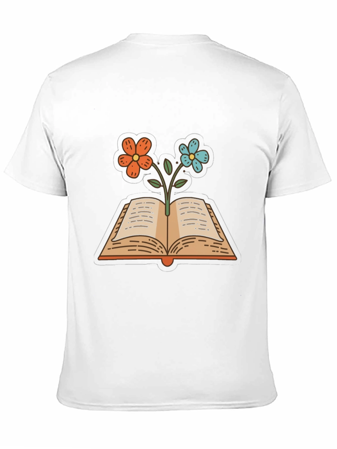 Book & Flower Graphic Tee - Unisex Casual Top