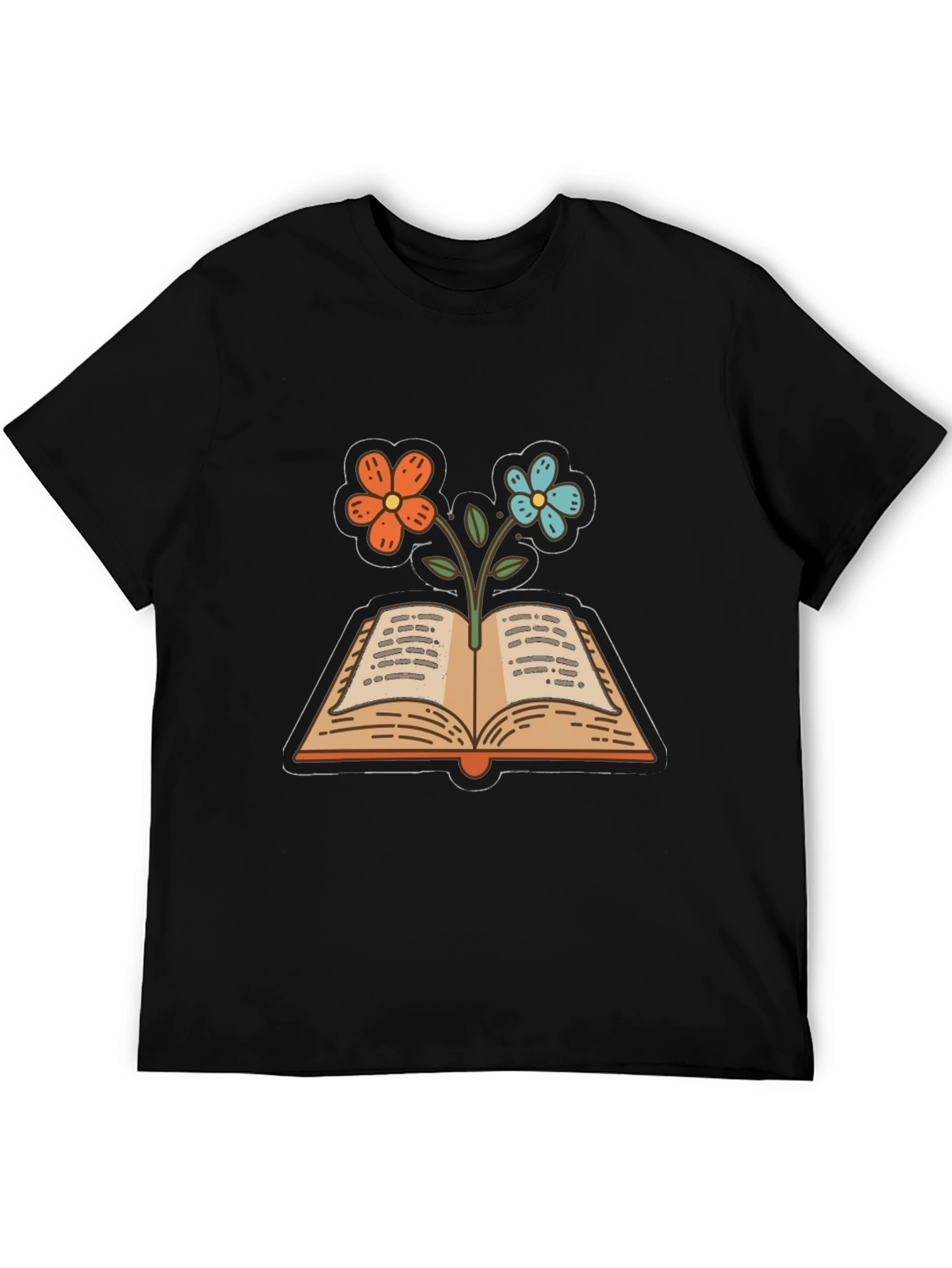 Book & Flower Graphic Tee - Unisex Casual Top