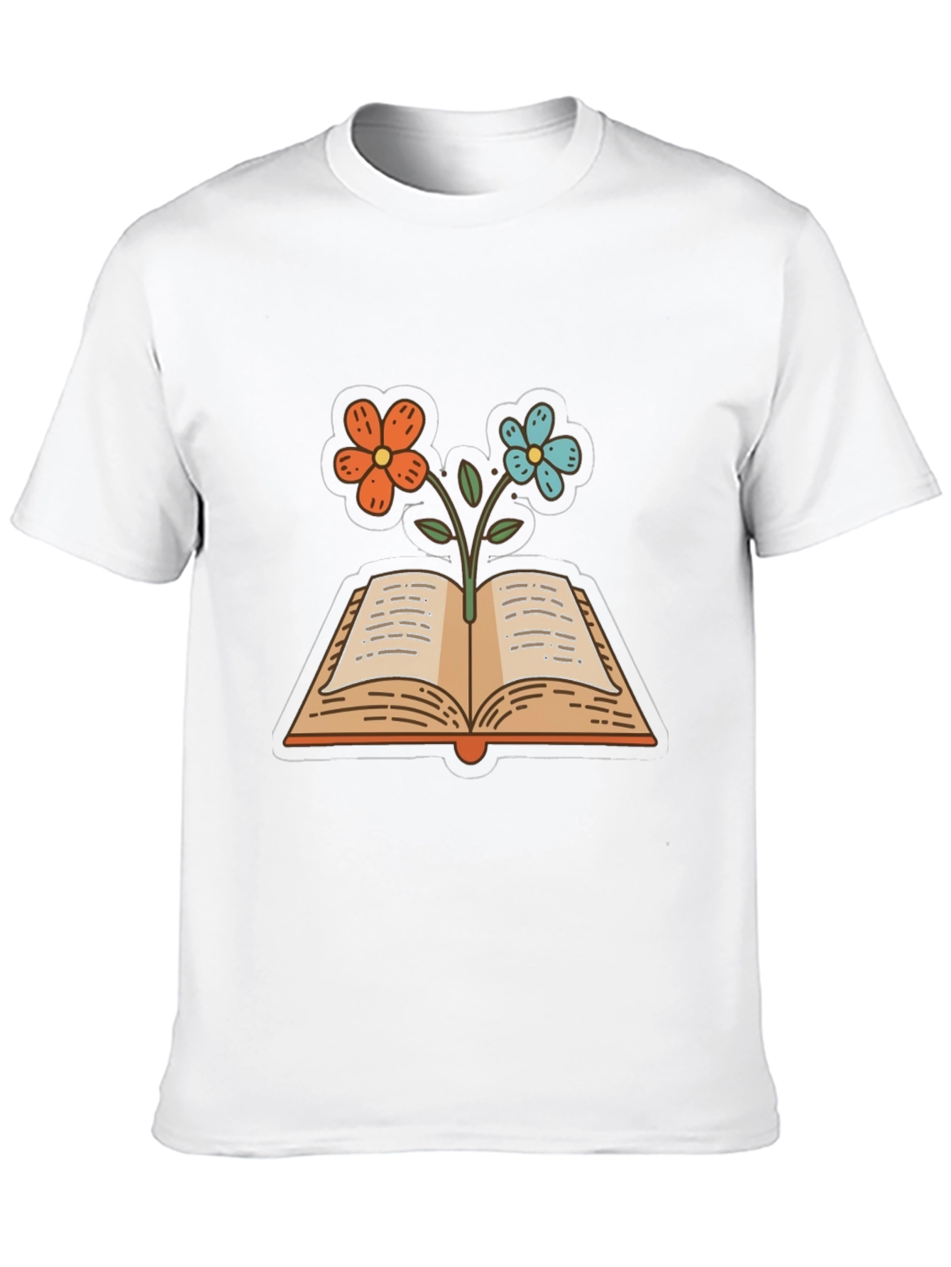 Book & Flower Graphic Tee - Unisex Casual Top