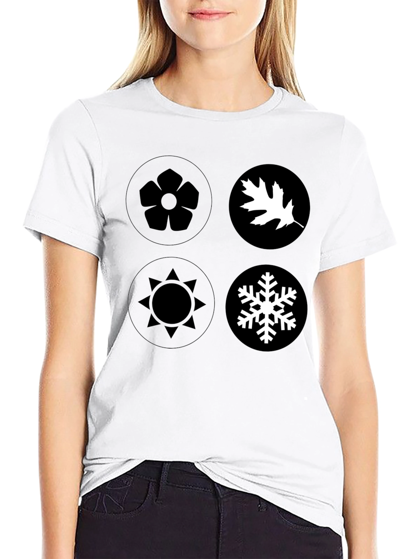 Seasons Graphic Tee - Black Cotton Casual Wear
