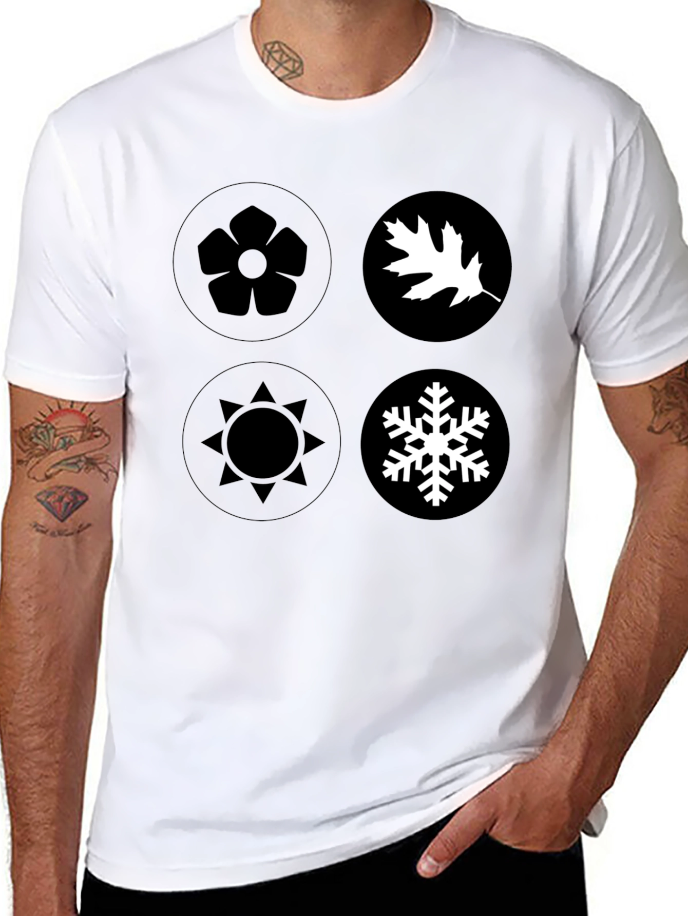 Seasons Graphic Tee - Black Cotton Casual Wear