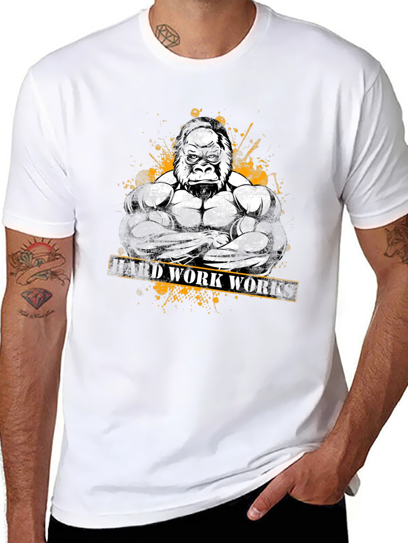 Hard Work Works Gorilla Graphic T-Shirt
