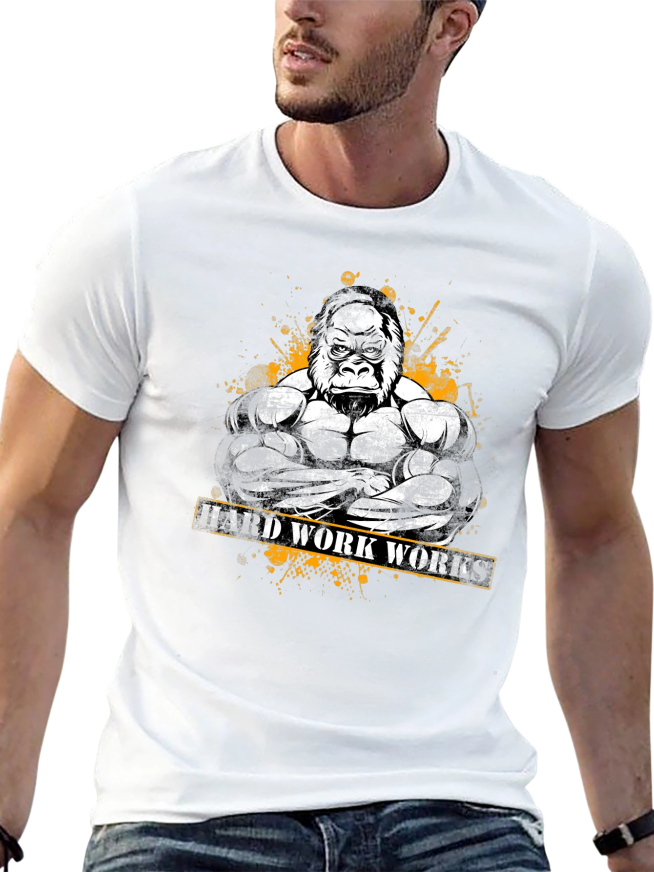 Hard Work Works Gorilla Graphic T-Shirt