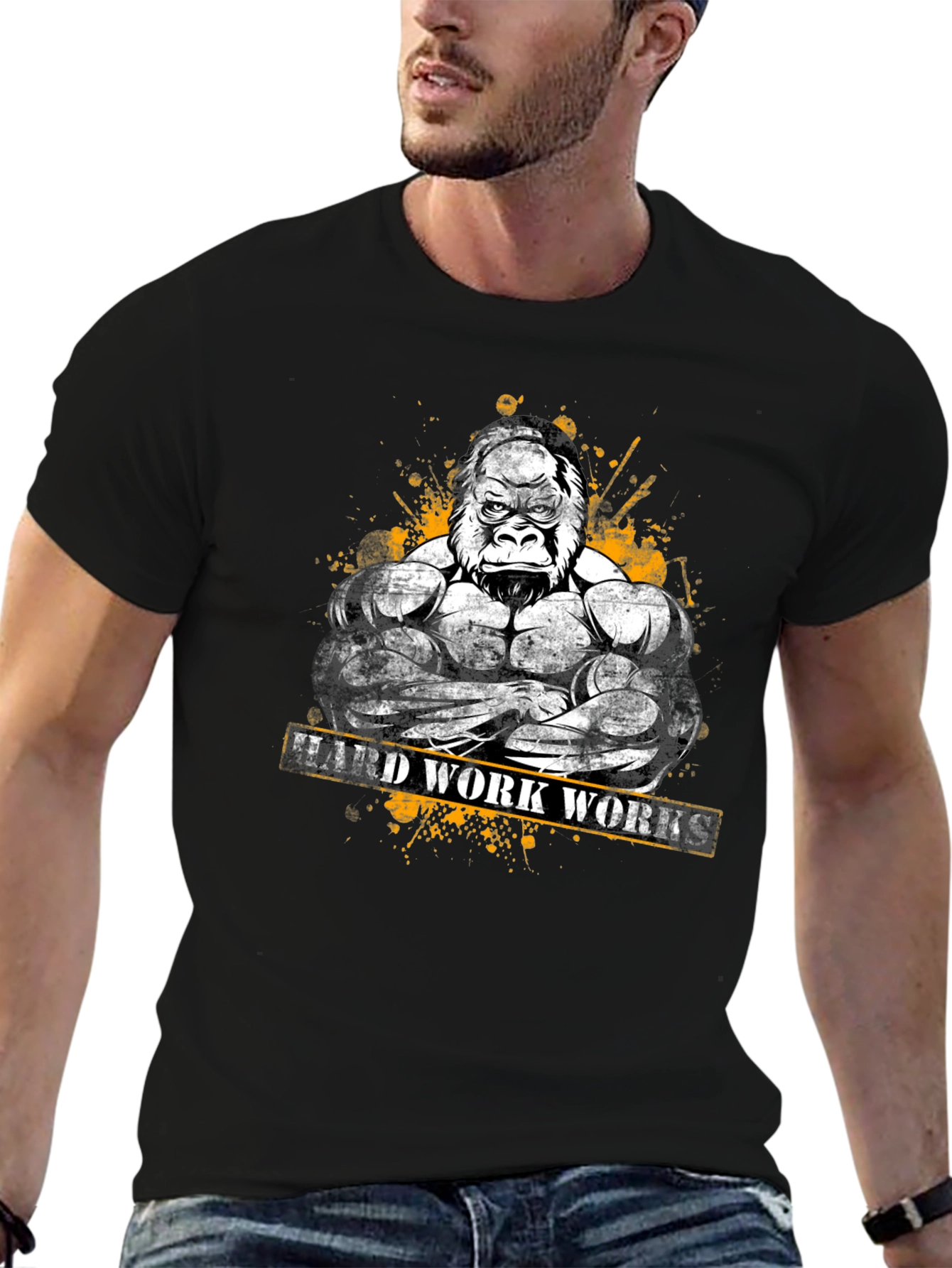 Hard Work Works Gorilla Graphic T-Shirt