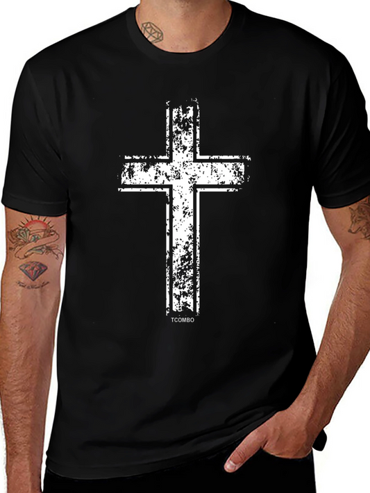 Grunge Cross Graphic Black T-Shirt