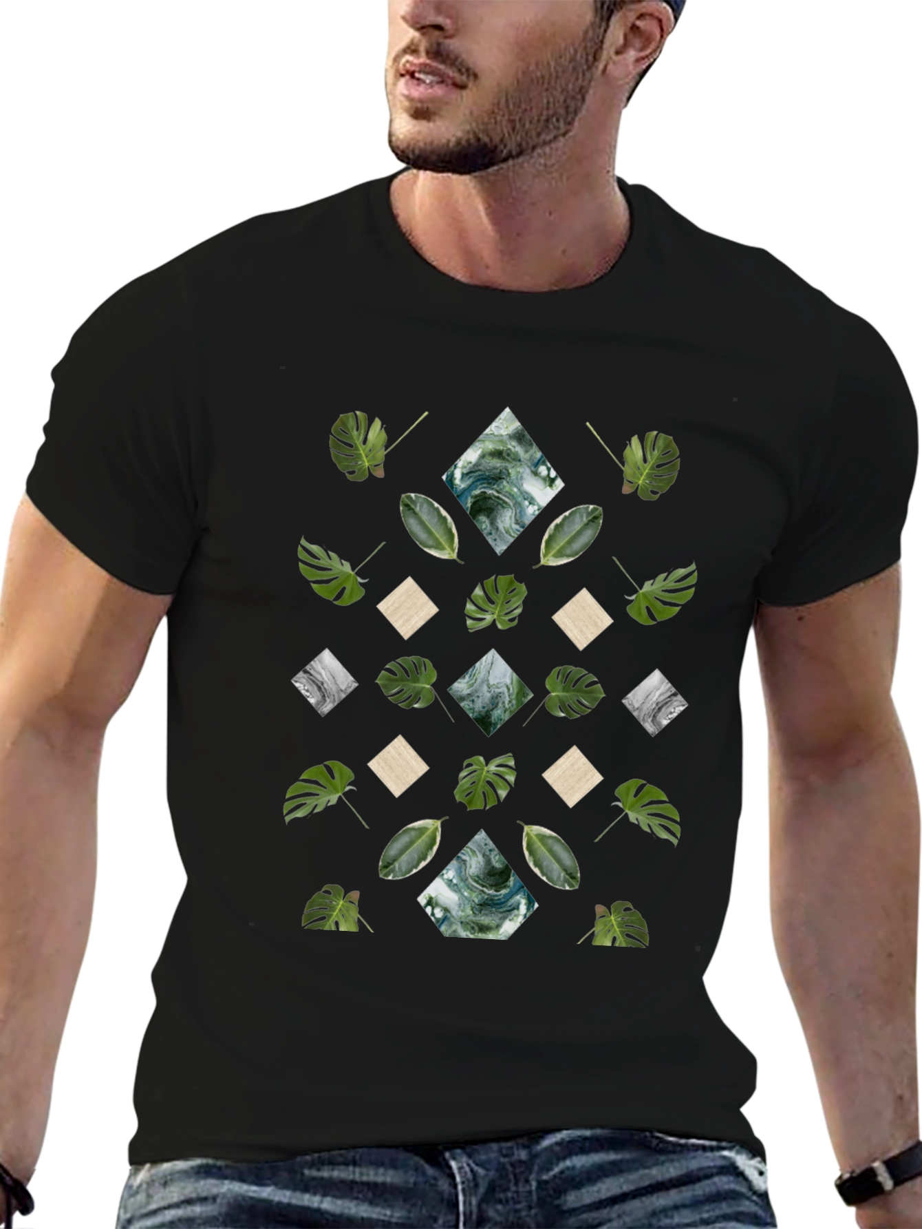 Tropical Diamond Pattern Graphic Tee