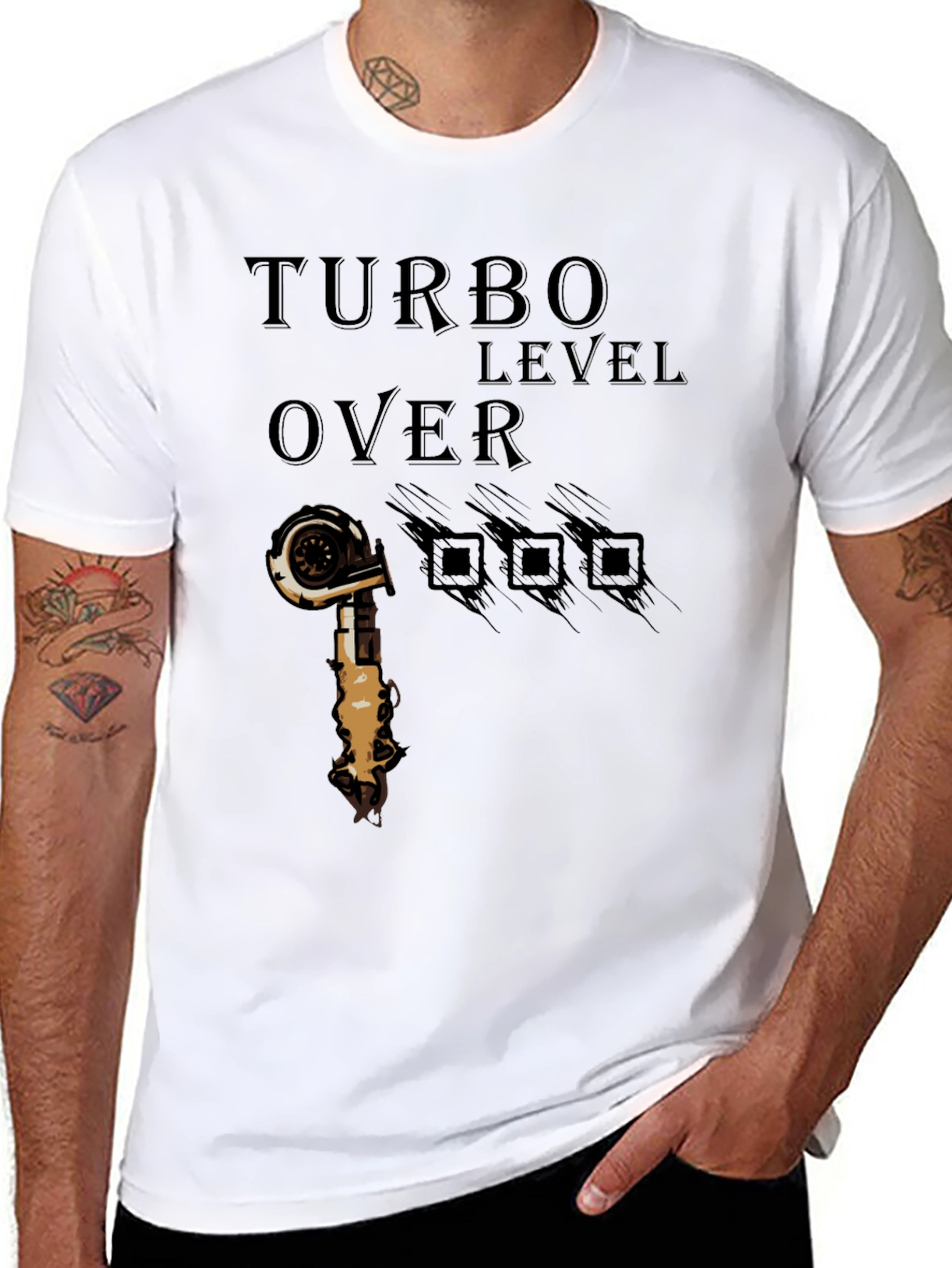 Turbo Level Over 9000 Black Graphic T-Shirt