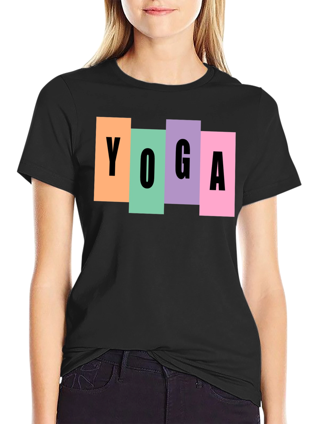 Yoga Block Graphic Tee - Unisex Black T-Shirt