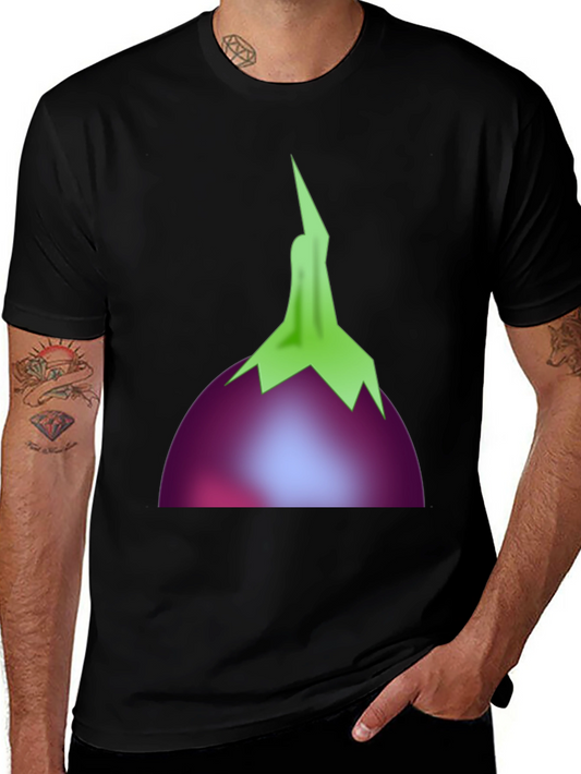 Eggplant Graphic T-Shirt - Casual Black Tee