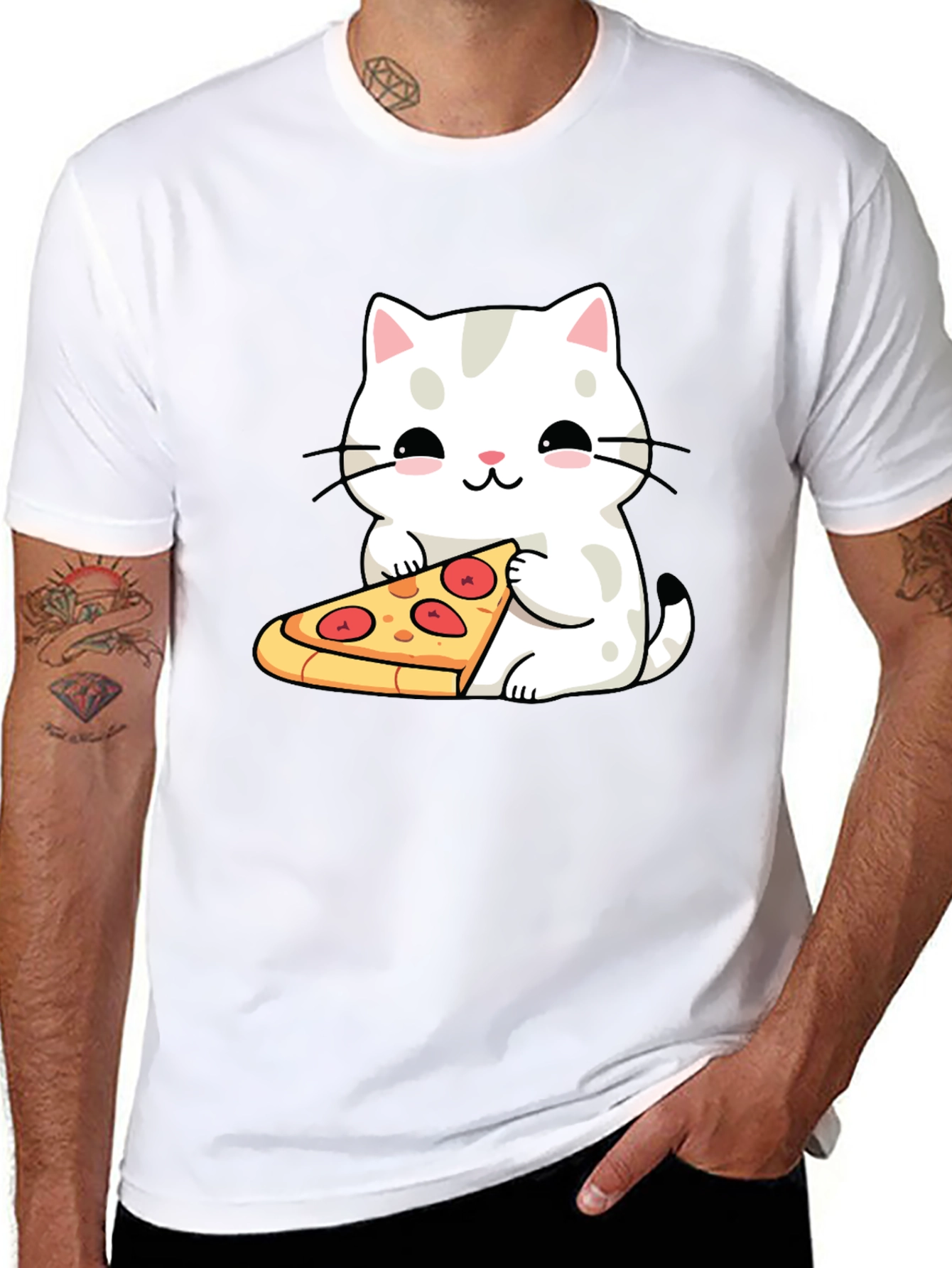 Cat Pizza T-Shirt - Cute Graphic Tee