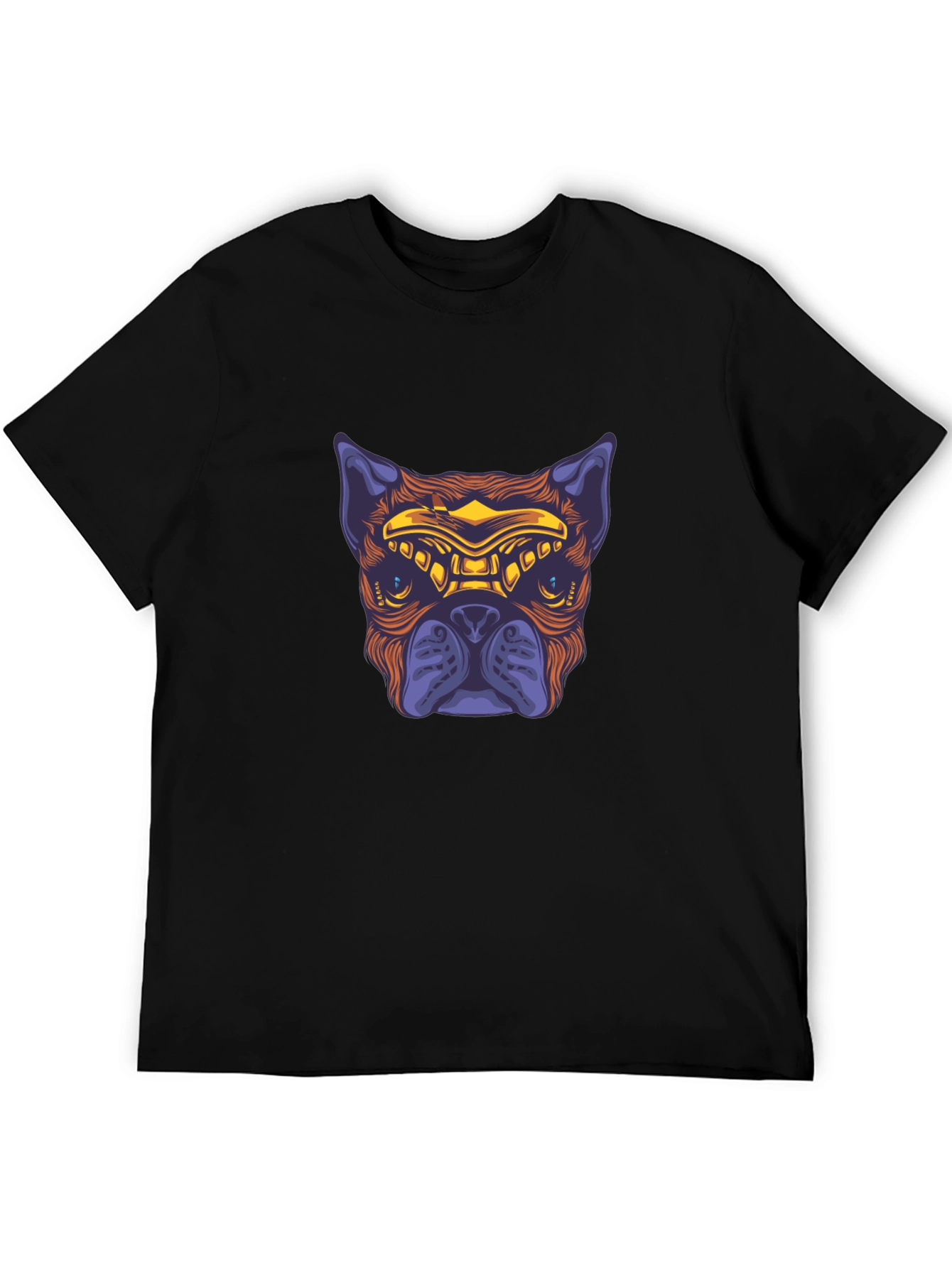 Cyberpunk Bulldog Graphic Tee - Black