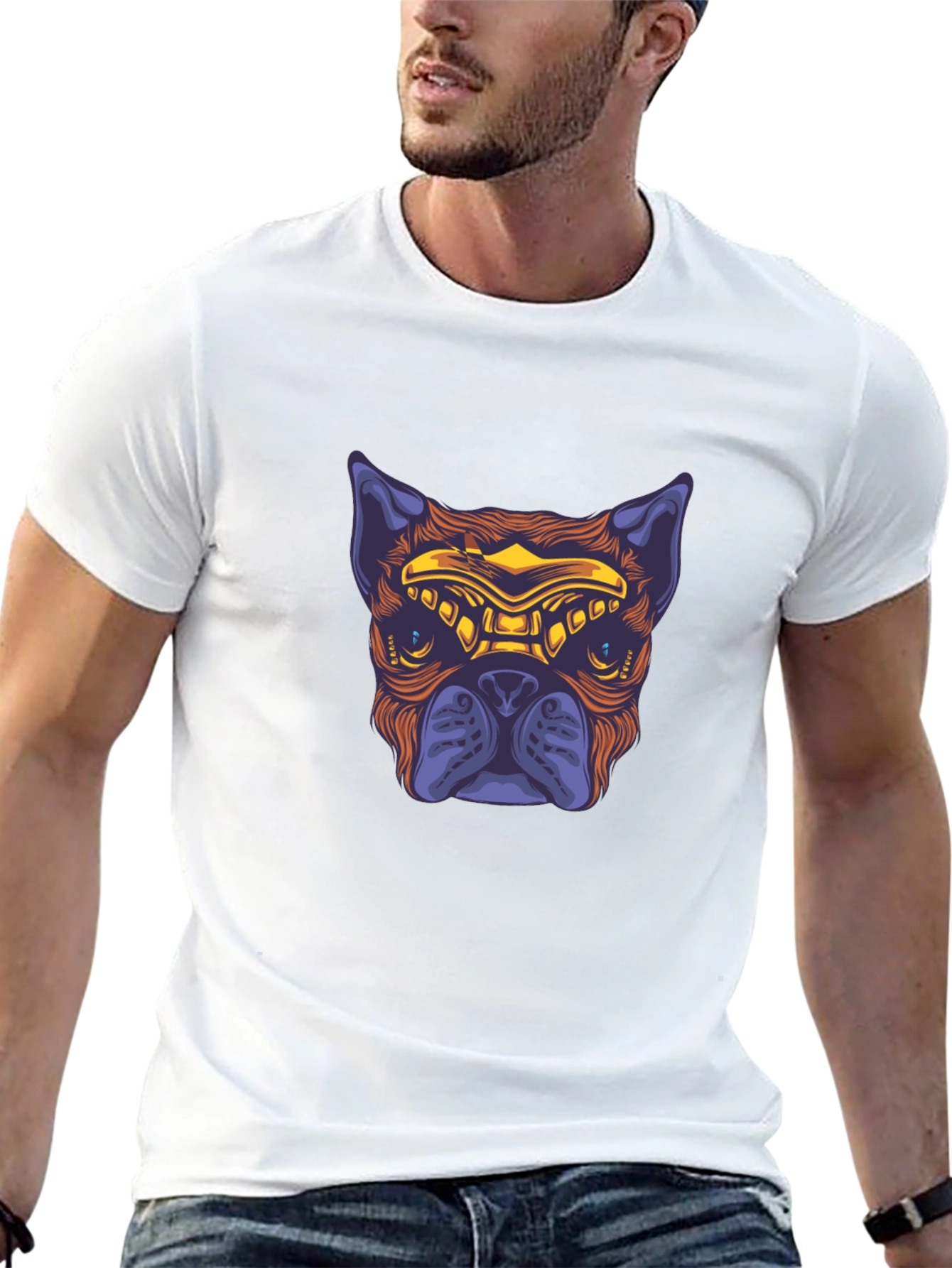 Cyberpunk Bulldog Graphic Tee - Black