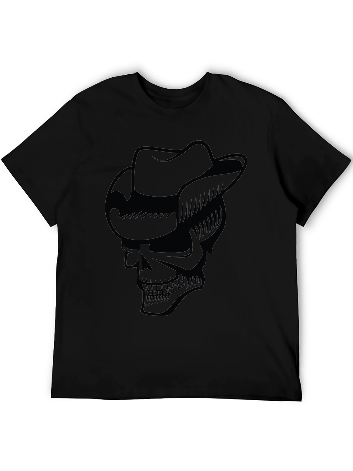 Skull Cowboy Hat Graphic T-Shirt - Cool Casual Tee