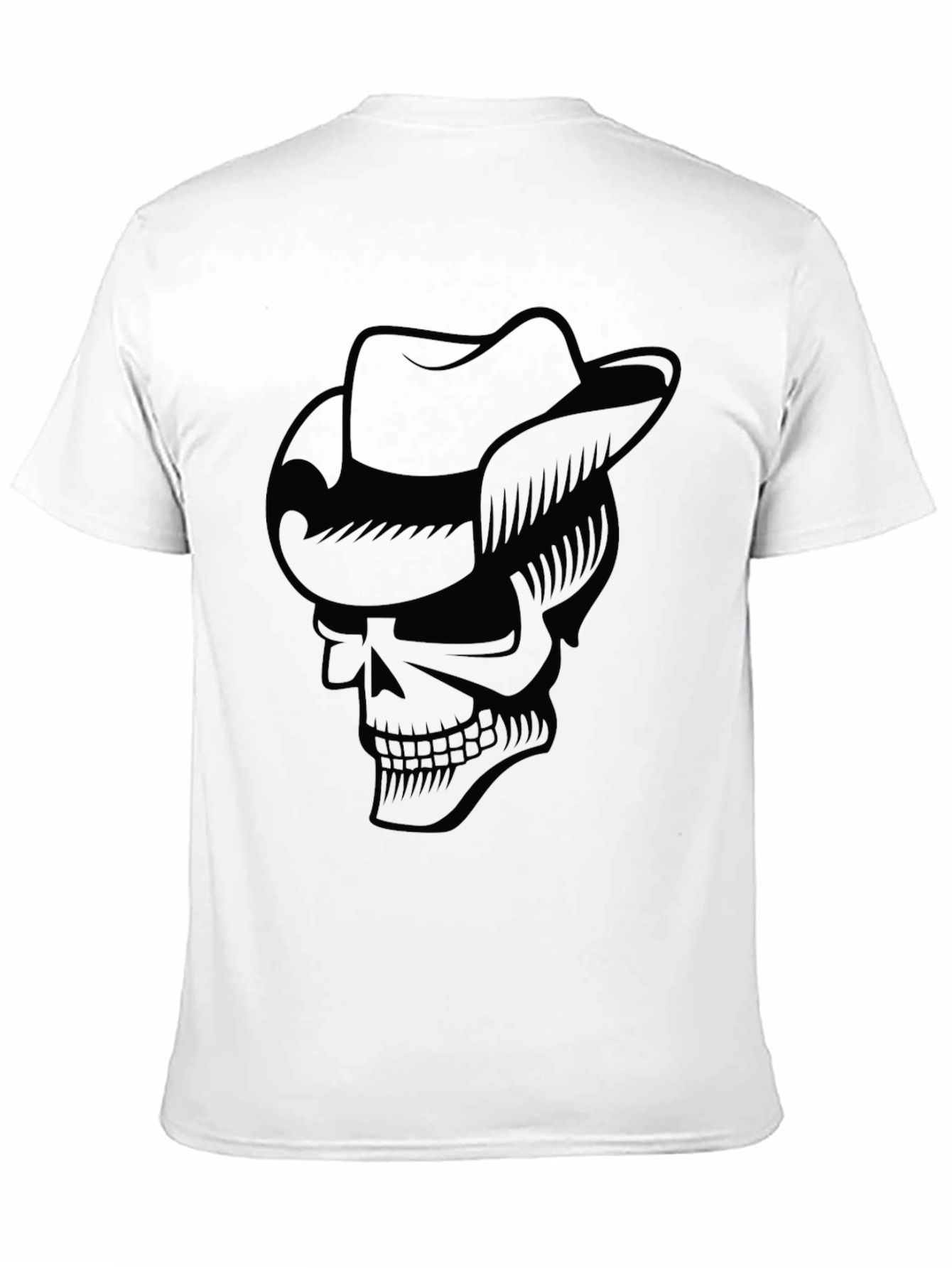 Skull Cowboy Hat Graphic T-Shirt - Cool Casual Tee