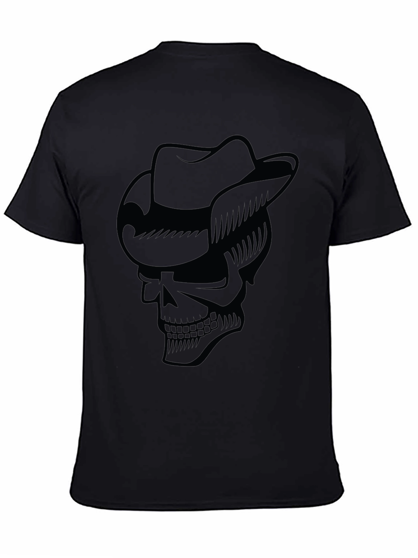 Skull Cowboy Hat Graphic T-Shirt - Cool Casual Tee