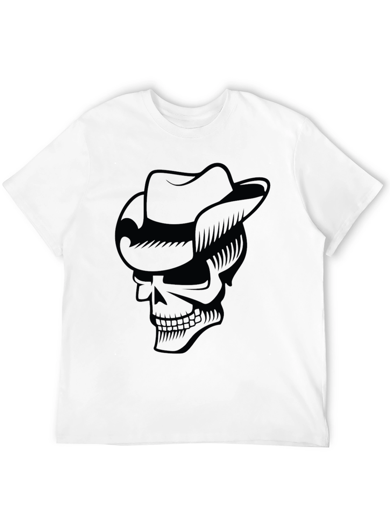 Skull Cowboy Hat Graphic T-Shirt - Cool Casual Tee