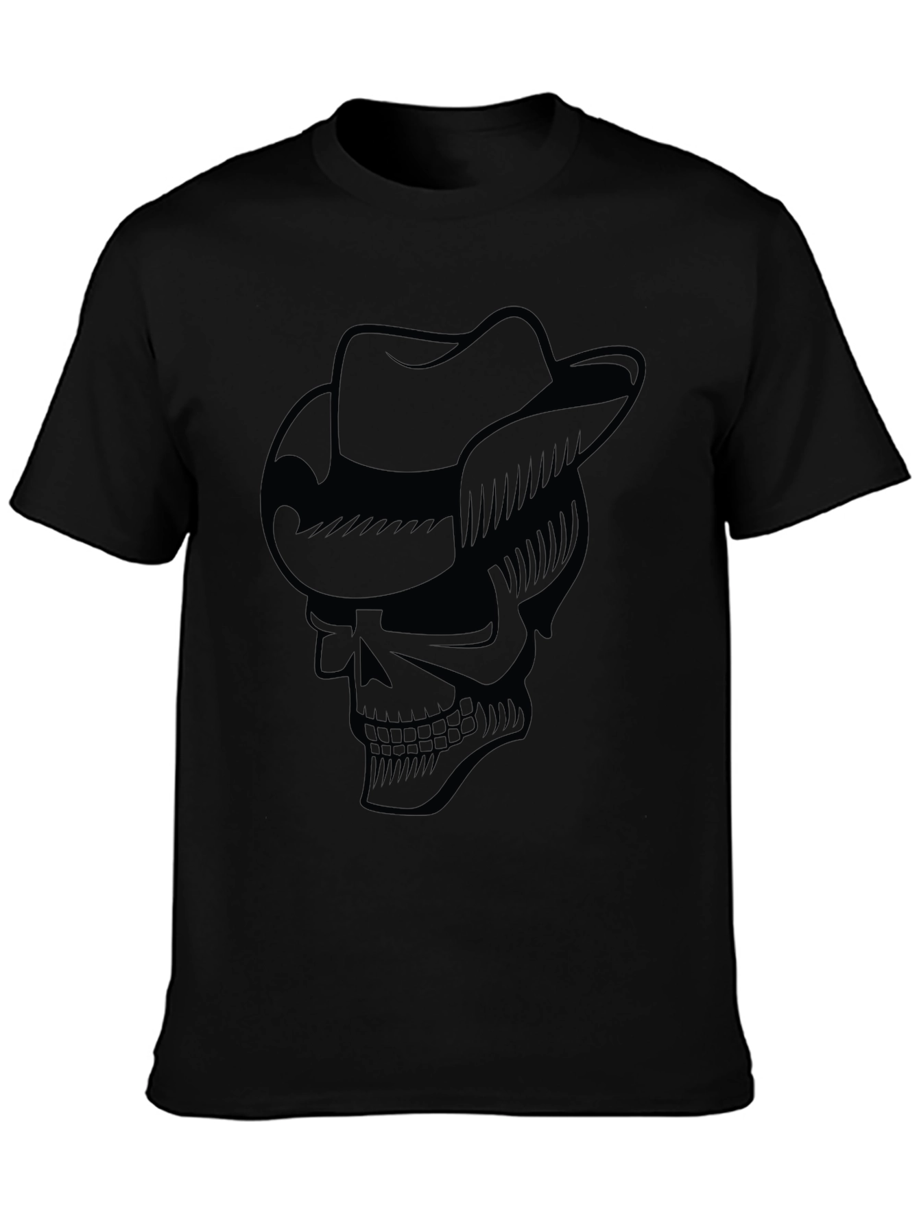 Skull Cowboy Hat Graphic T-Shirt - Cool Casual Tee