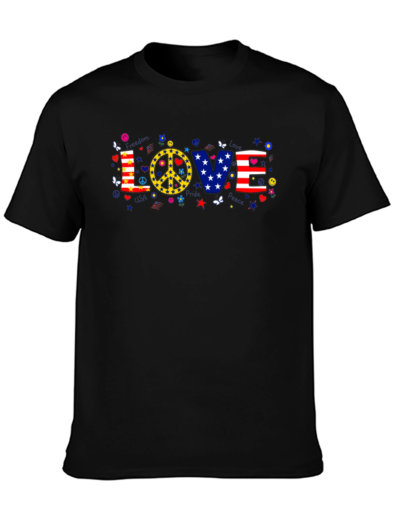 Love & Peace Graphic T-Shirt - Patriotic