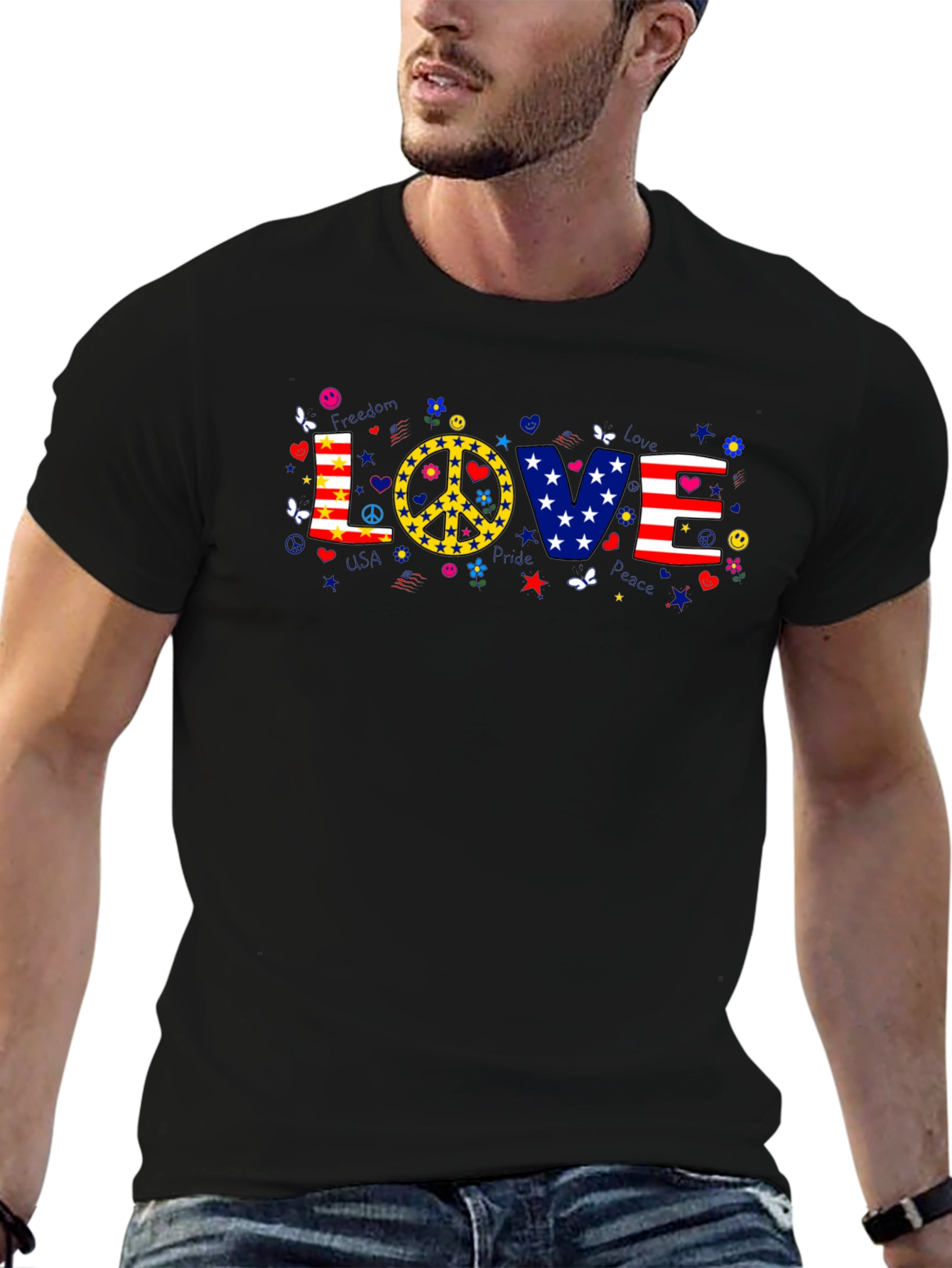 Love & Peace Graphic T-Shirt - Patriotic