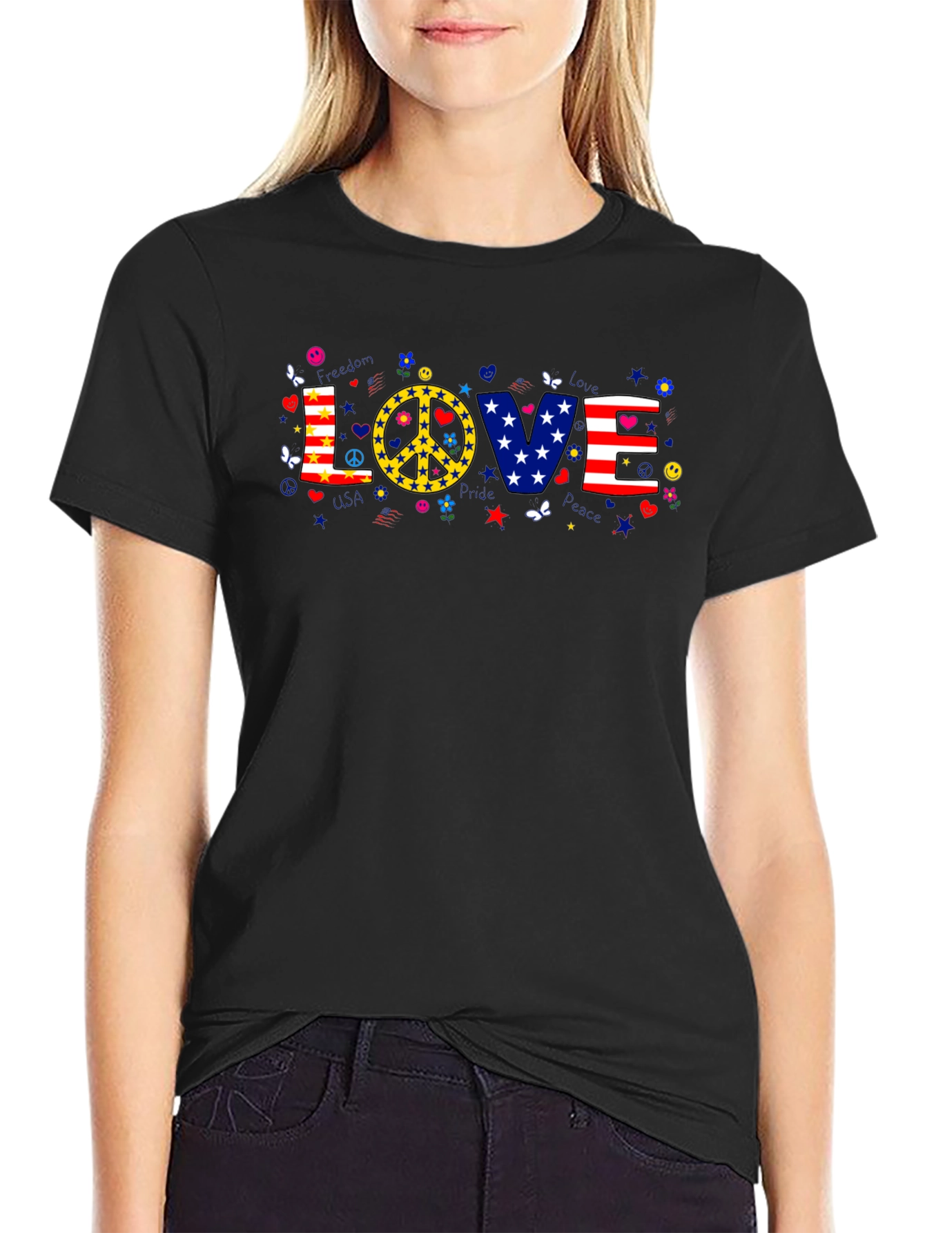 Love & Peace Graphic T-Shirt - Patriotic