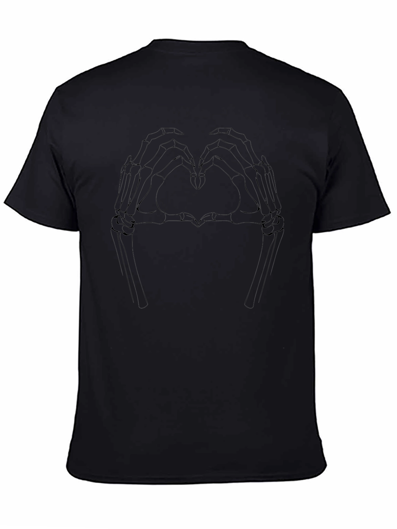 Skeleton Heart Hands Graphic Tee - Black