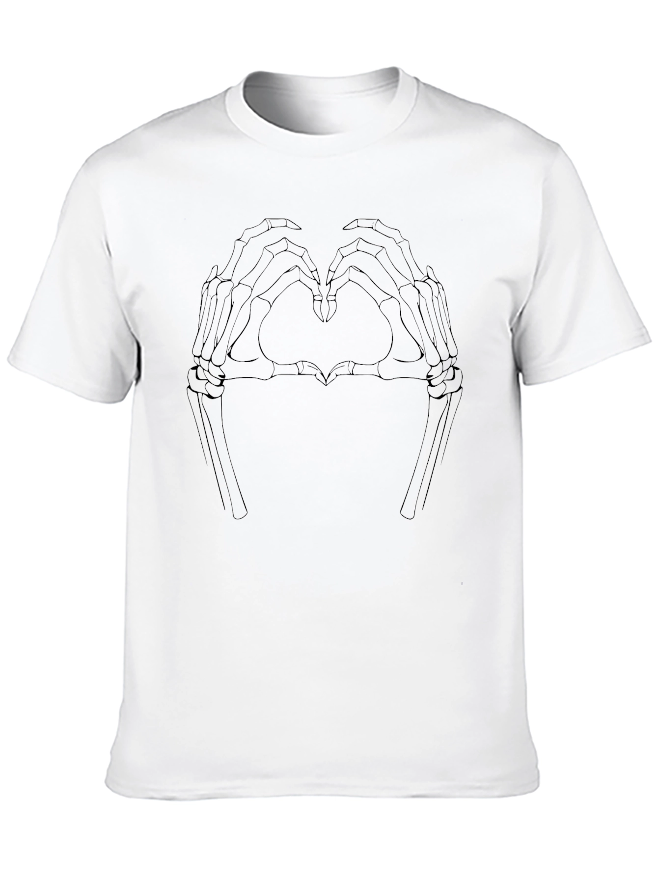 Skeleton Heart Hands Graphic Tee - Black