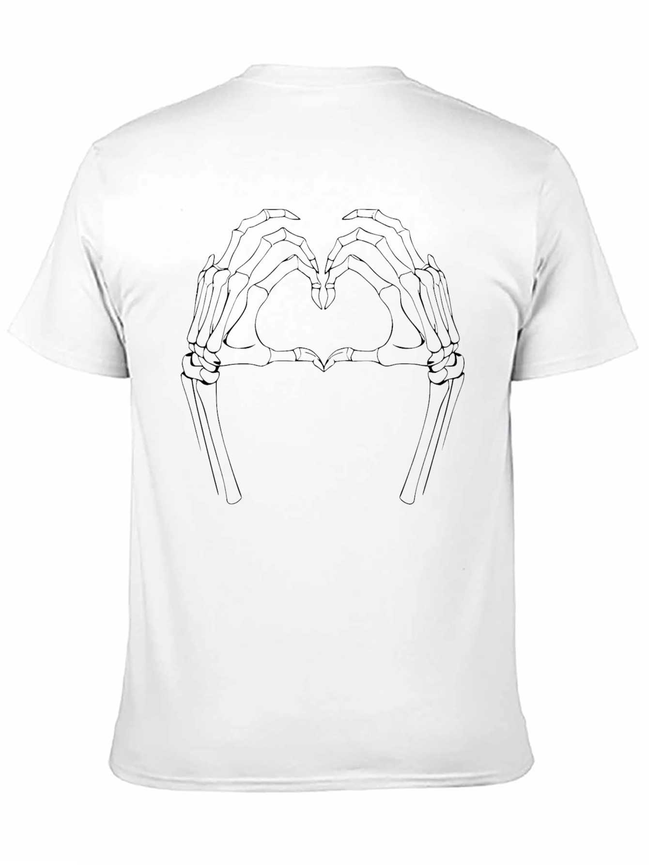 Skeleton Heart Hands Graphic Tee - Black