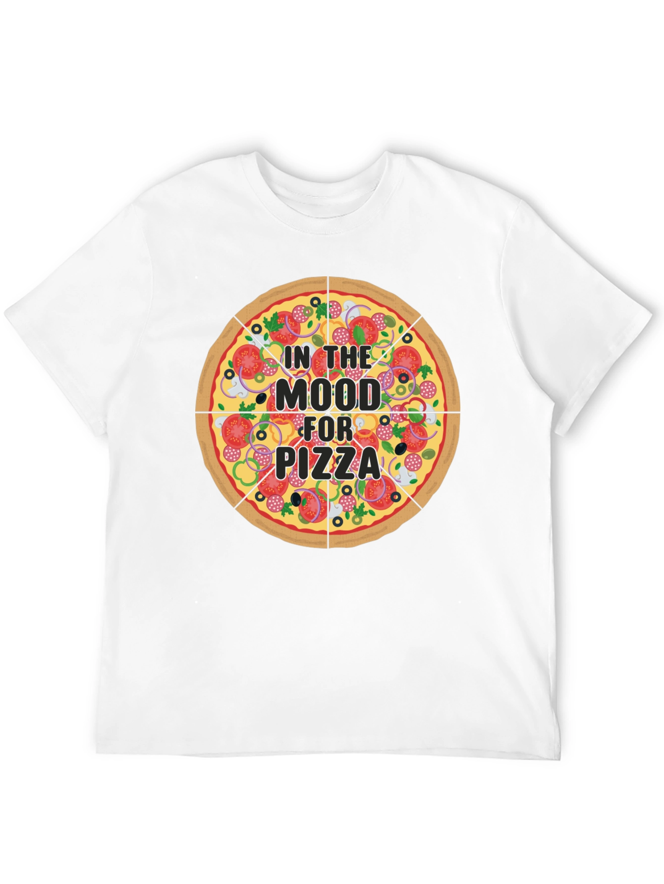 Pizza Mood Graphic Black T-Shirt - Novelty Food Tee