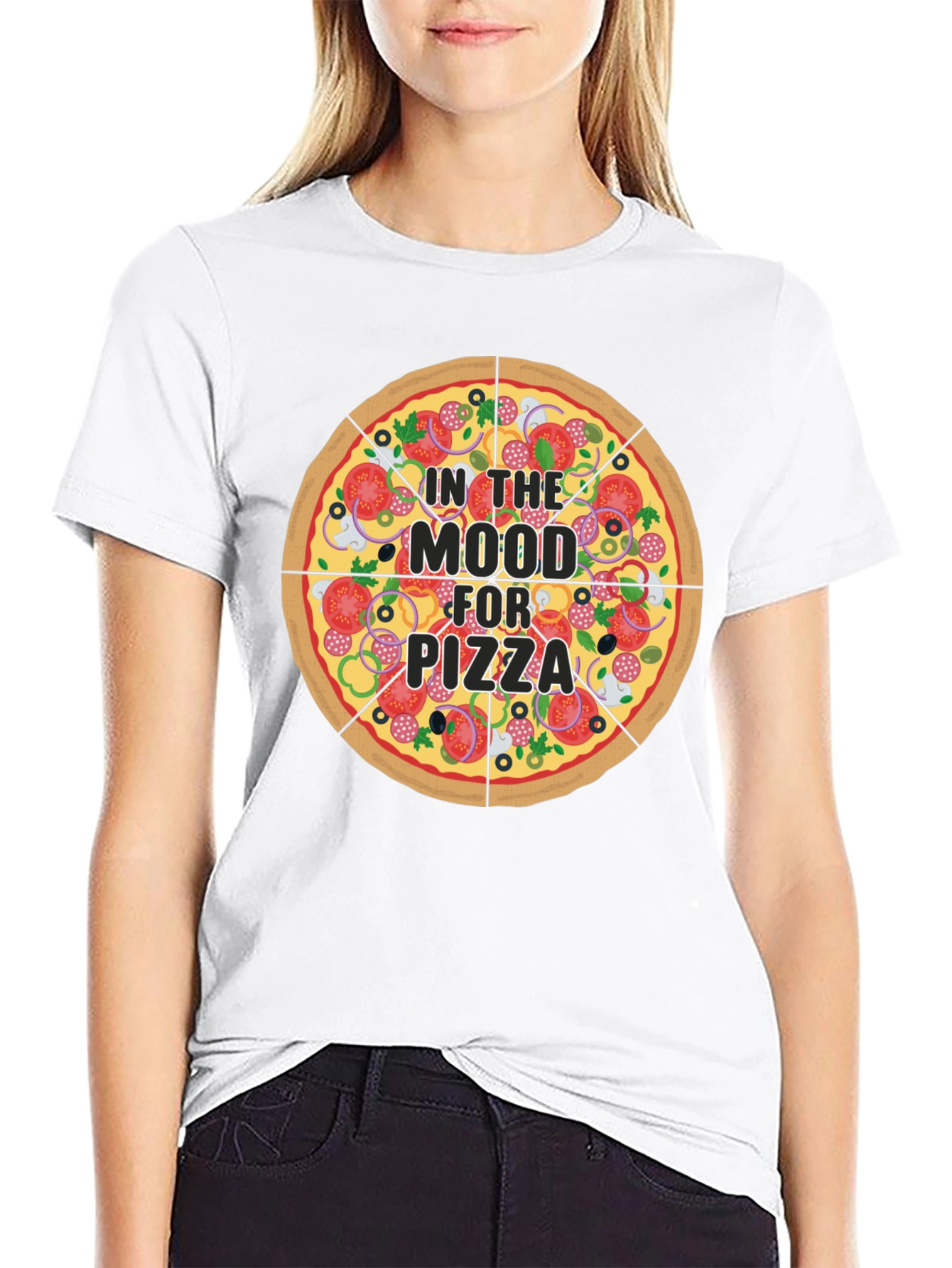 Pizza Mood Graphic Black T-Shirt - Novelty Food Tee