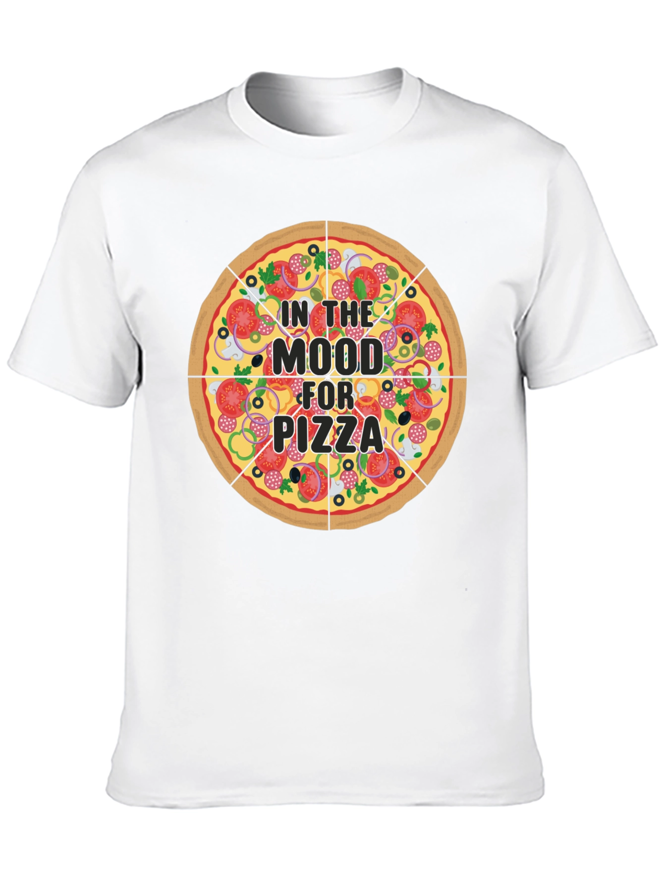 Pizza Mood Graphic Black T-Shirt - Novelty Food Tee