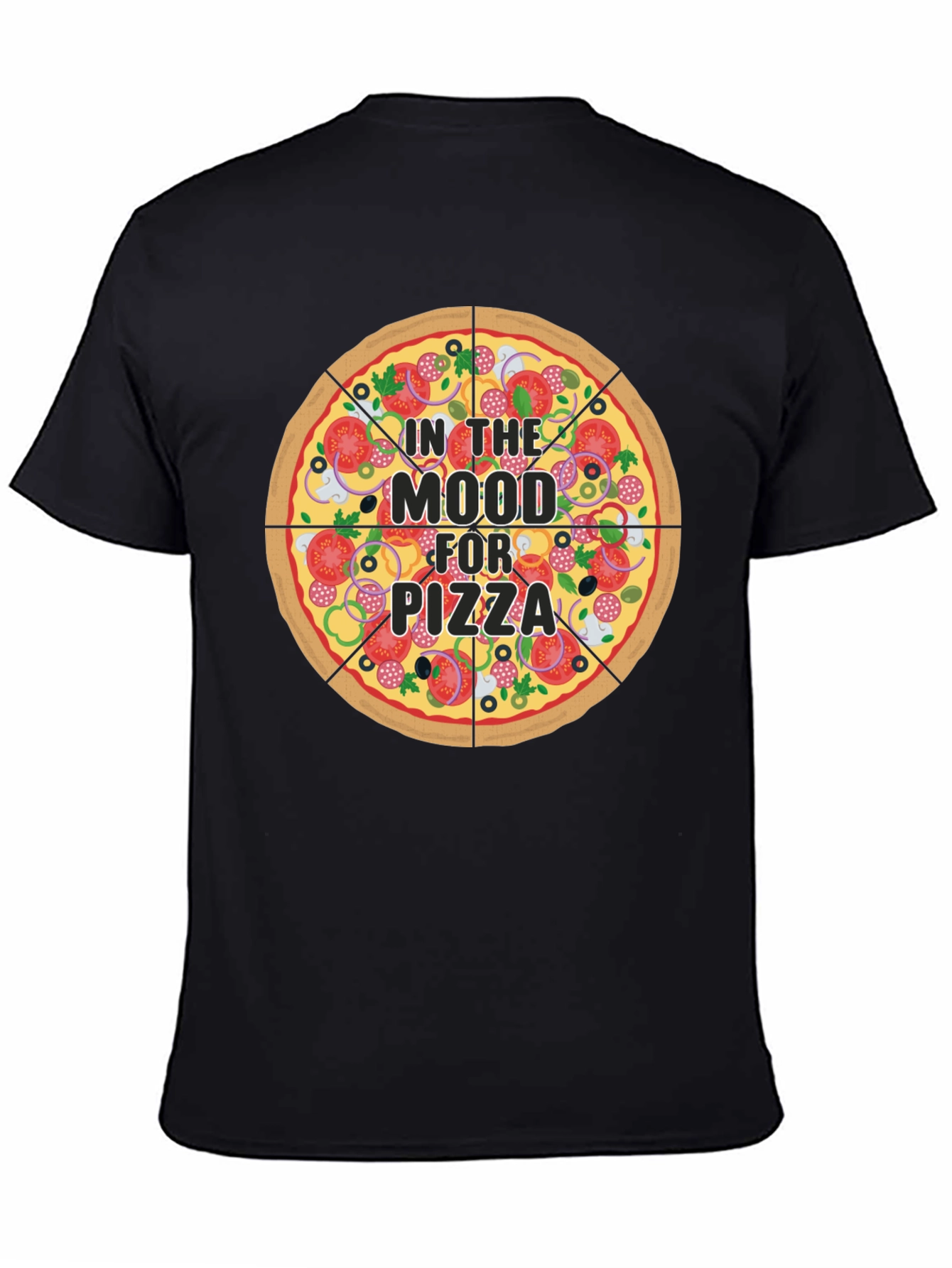 Pizza Mood Graphic Black T-Shirt - Novelty Food Tee