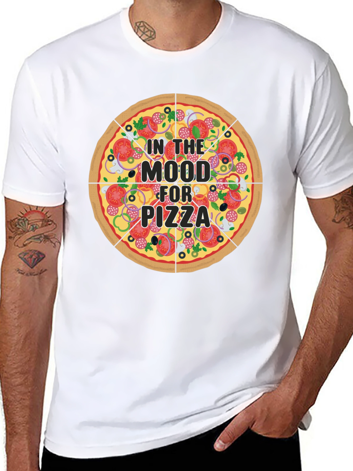 Pizza Mood Graphic Black T-Shirt - Novelty Food Tee