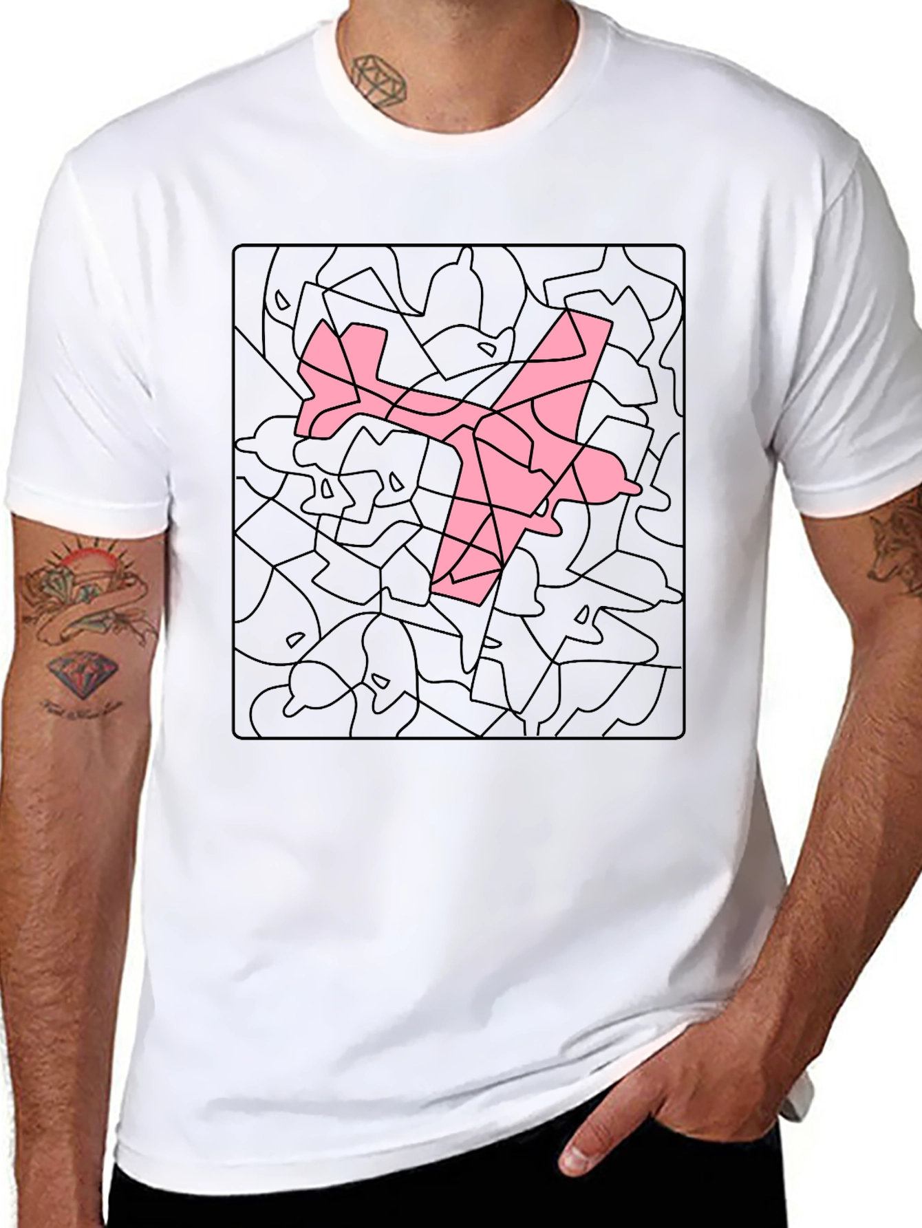 Airplane Mosaic Graphic Tee - Black