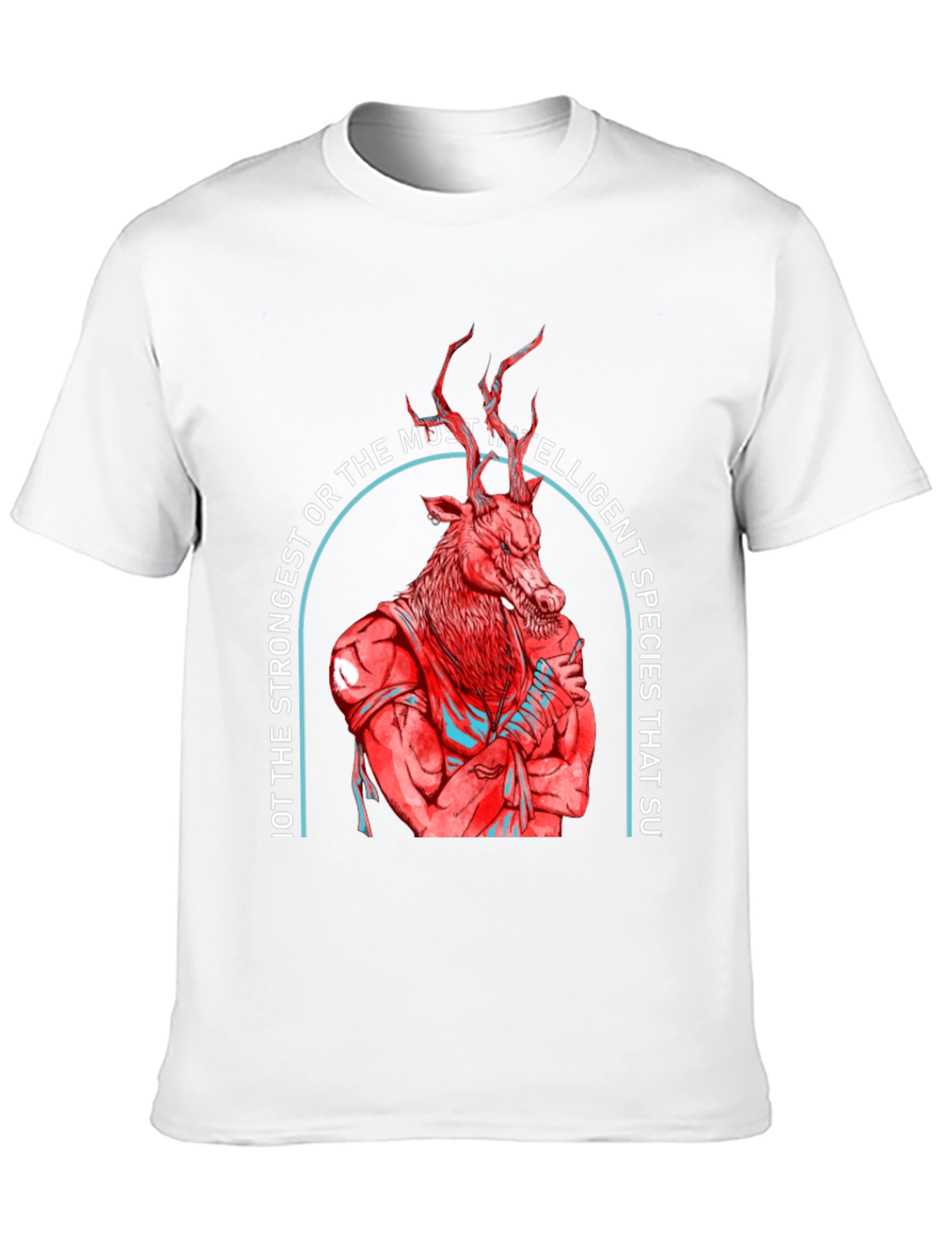 Strong Deer Graphic Tee - Black Cotton