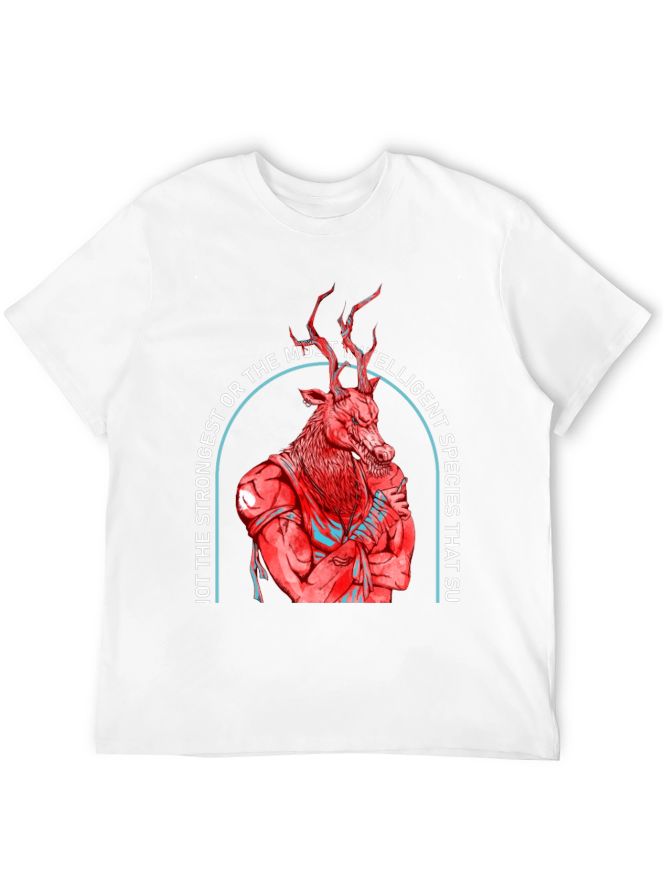 Strong Deer Graphic Tee - Black Cotton